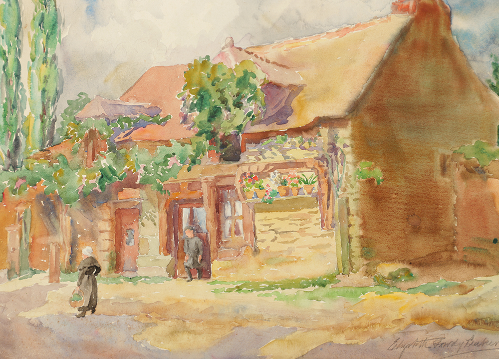 Elizabeth Gowdy Baker Watercolor Painting on Paper of Townscape