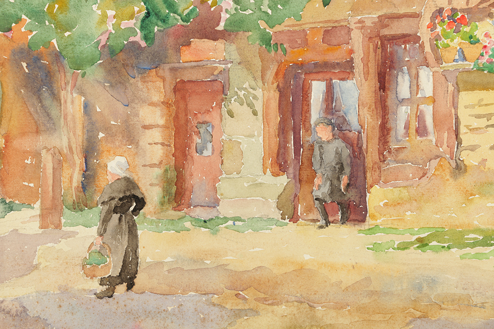 Elizabeth Gowdy Baker Watercolor Painting on Paper of Townscape