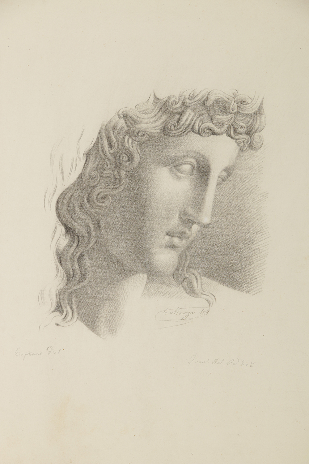 Carmine Capuano Graphite Drawing on Paper Portrait of Young Man