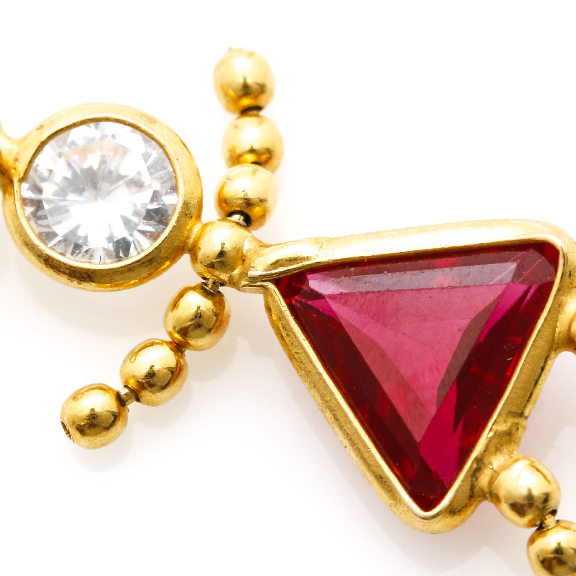 14K Yellow Gold Cubic Zirconia and Ruby Girl Charm
