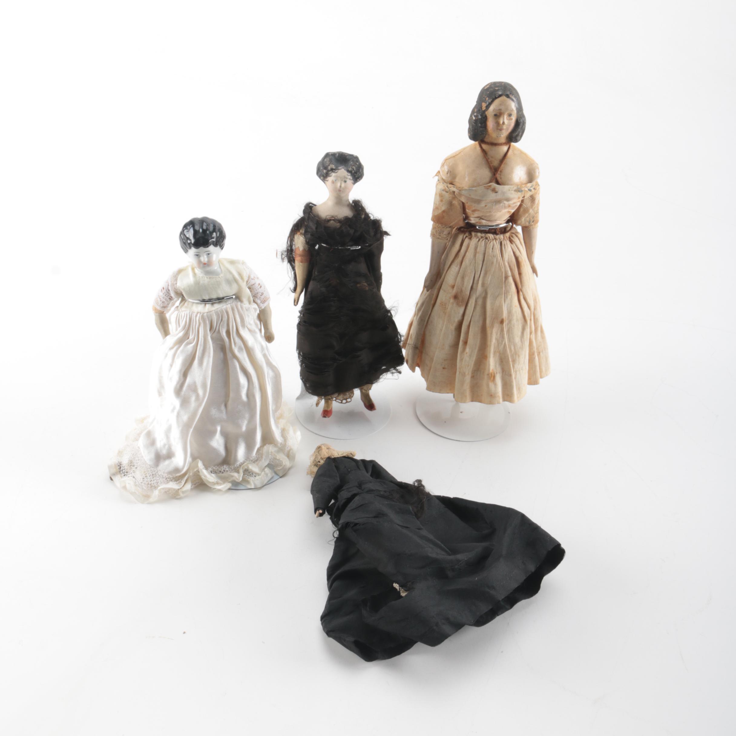 Antique Paper Mache and Low Brow China Dolls