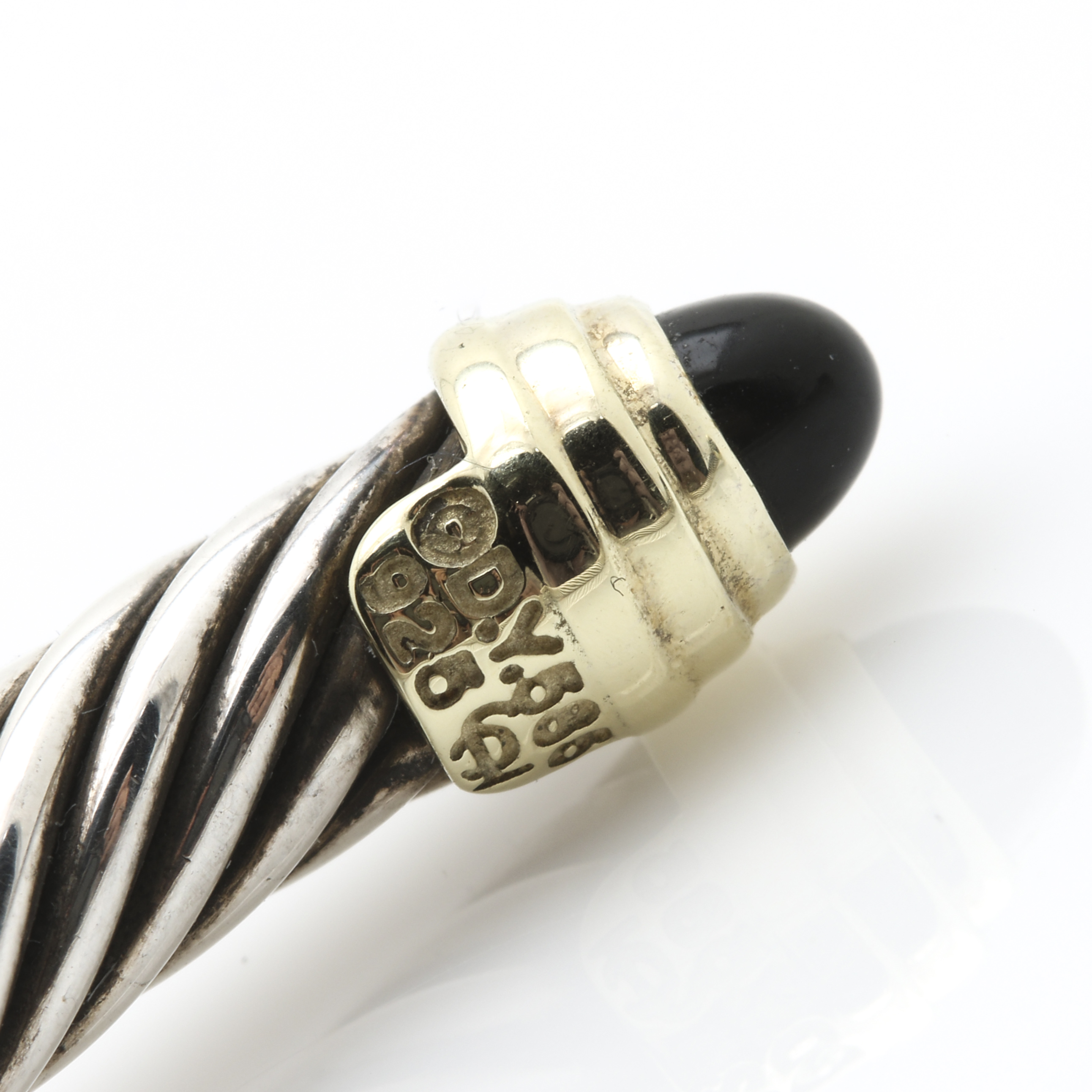 David Yurman Sterling Silver Classics Cable Bracelet with 14K Yellow Gold and Black Onyx