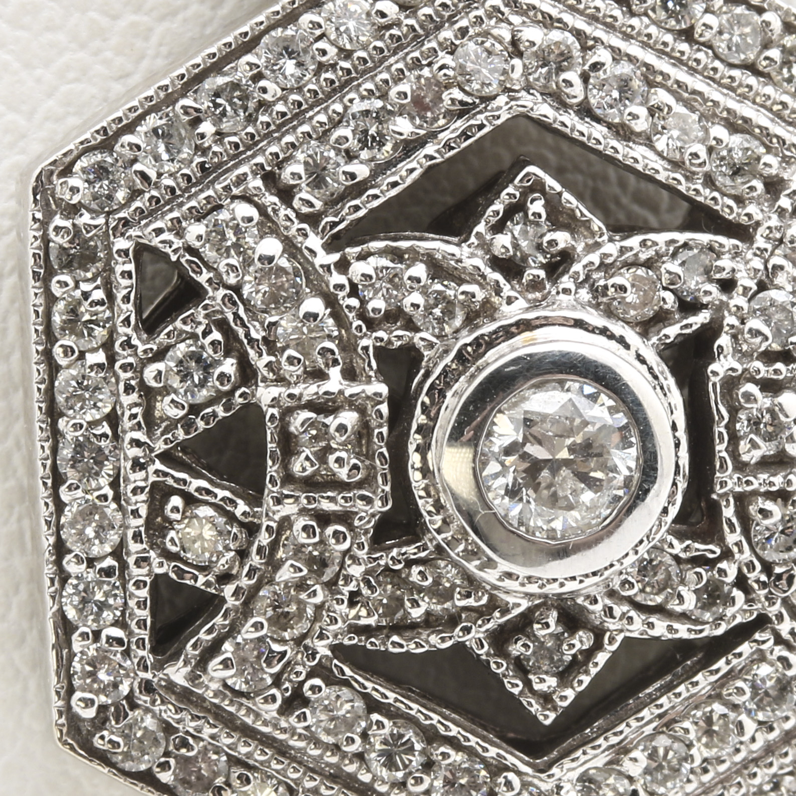 14K White Gold 1.26 CTW Diamond Hexagonal Pendant Necklace