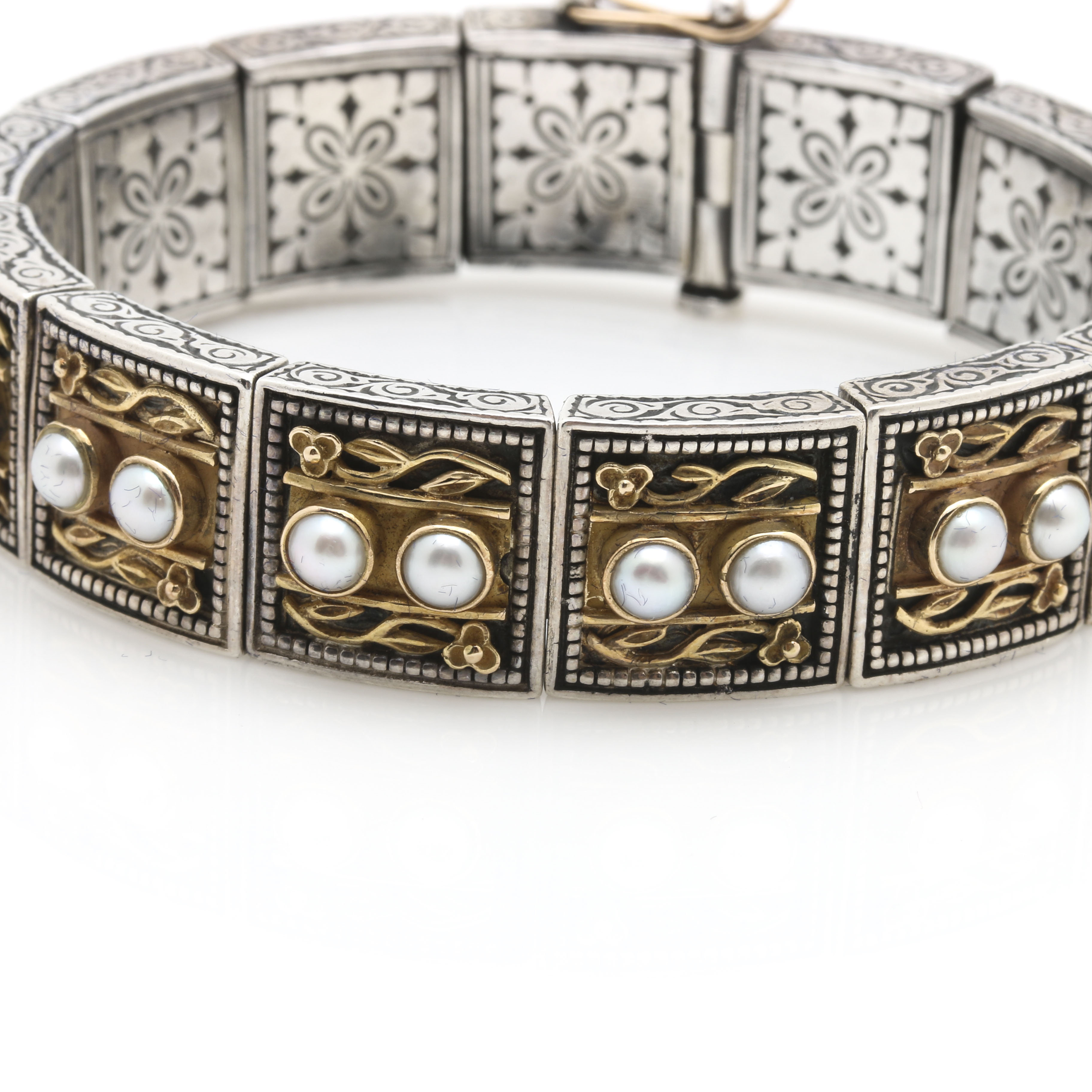 Konstantino Sterling Silver and 18K Yellow Gold Cultured Pearl Demi Parure