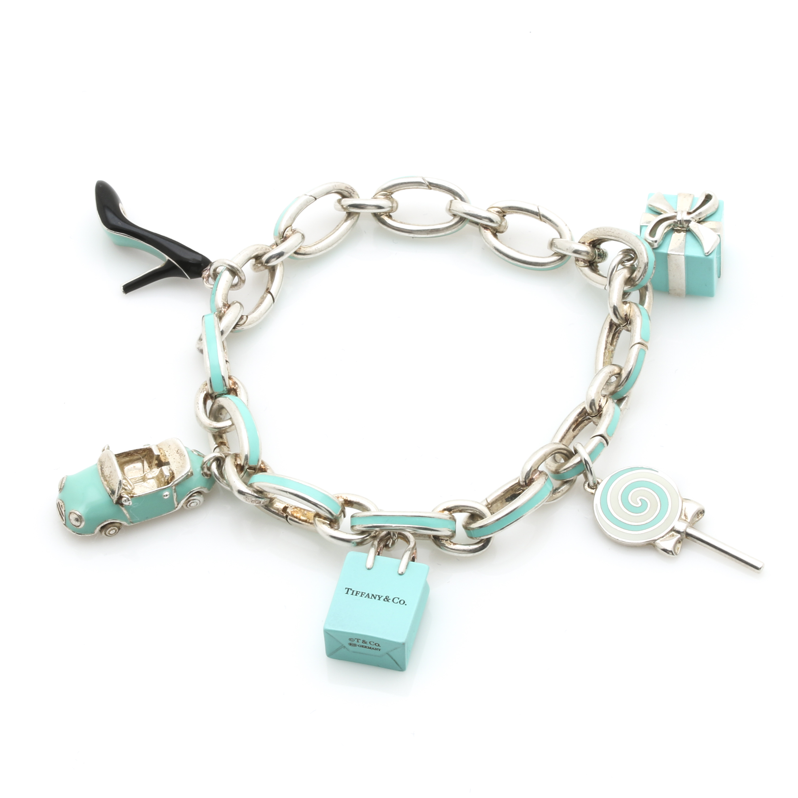 Tiffany & Co. Sterling Silver Charm Bracelet With Various T & Co. Charms