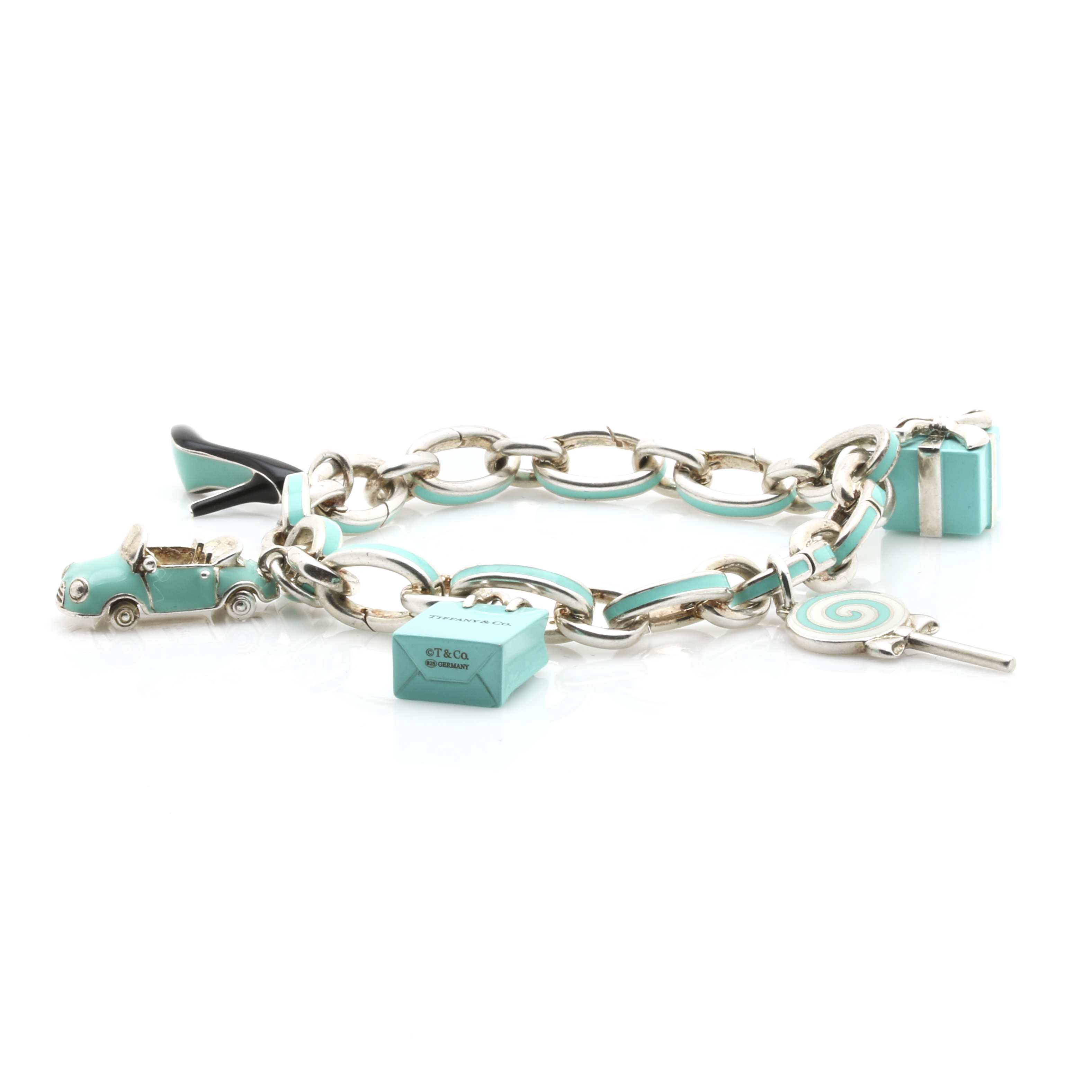 Tiffany & Co. Sterling Silver Charm Bracelet With Various T & Co. Charms
