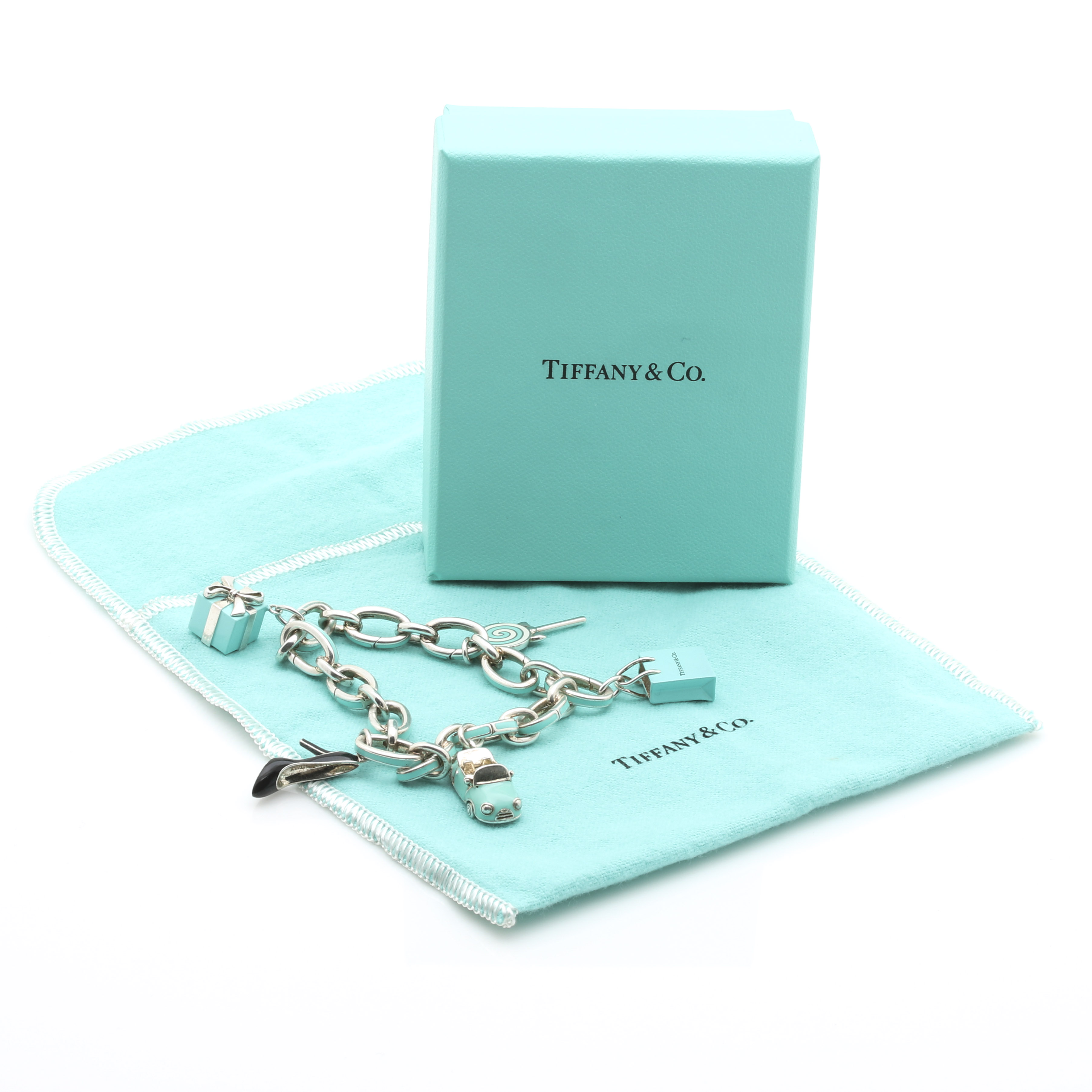 Tiffany & Co. Sterling Silver Charm Bracelet With Various T & Co. Charms