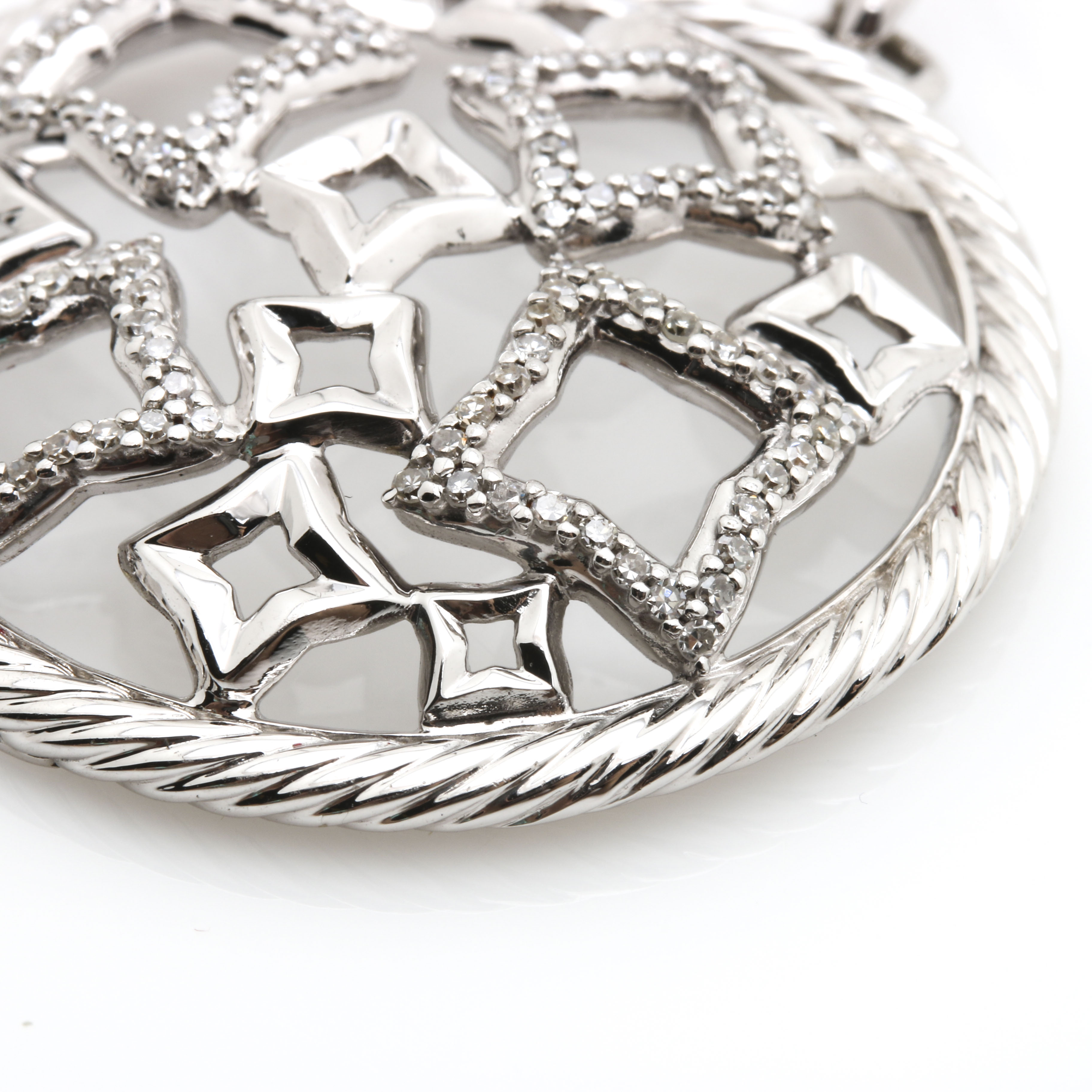 David Yurman Sterling Silver 1.00 CTW Diamond Quatrefoil Earrings