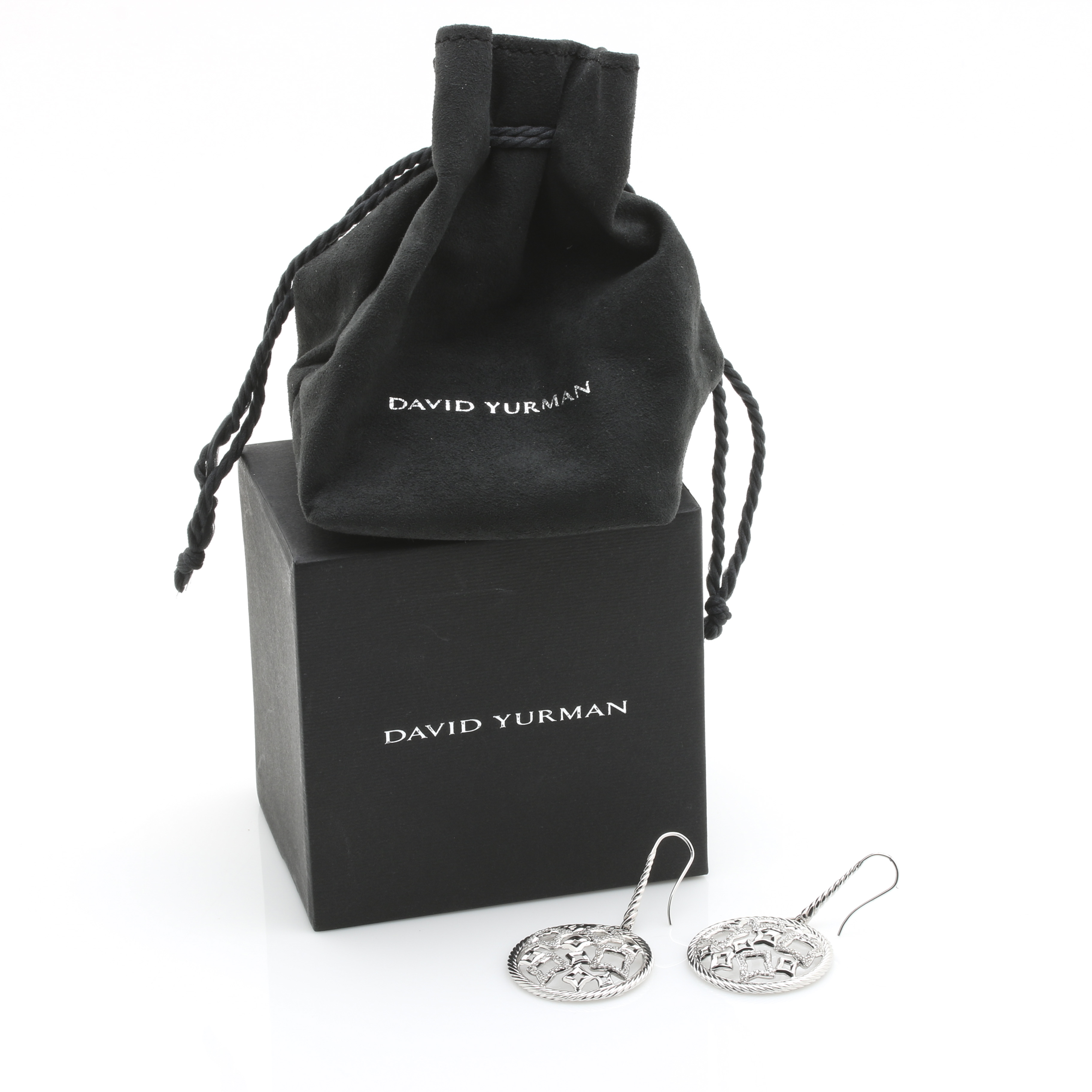 David Yurman Sterling Silver 1.00 CTW Diamond Quatrefoil Earrings