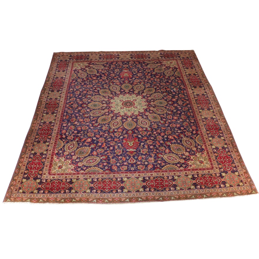 Hand-Knotted Persian Tabriz Area Rug