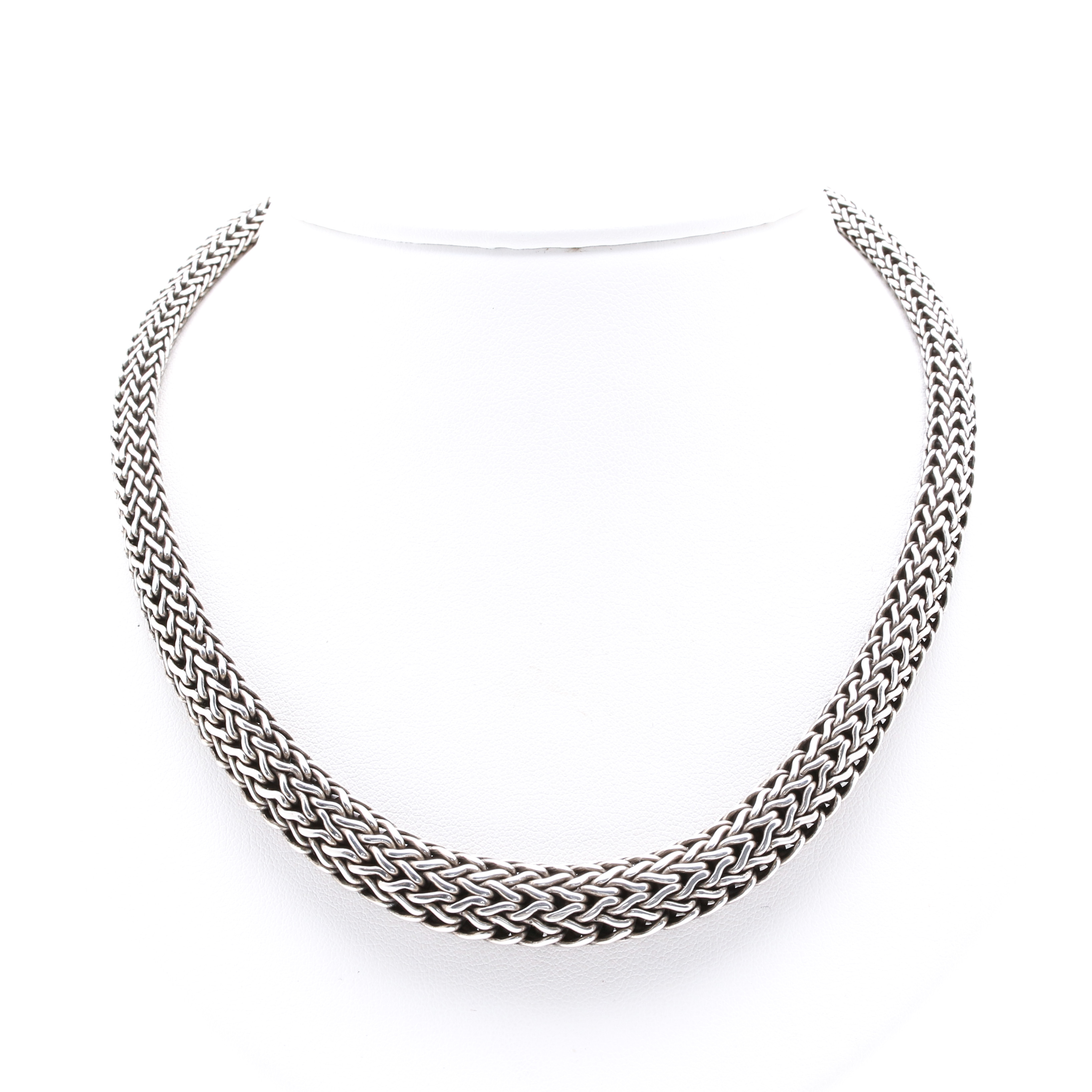 John Hardy "Classic" Sterling Silver Graduated Foxtail Chain Necklace