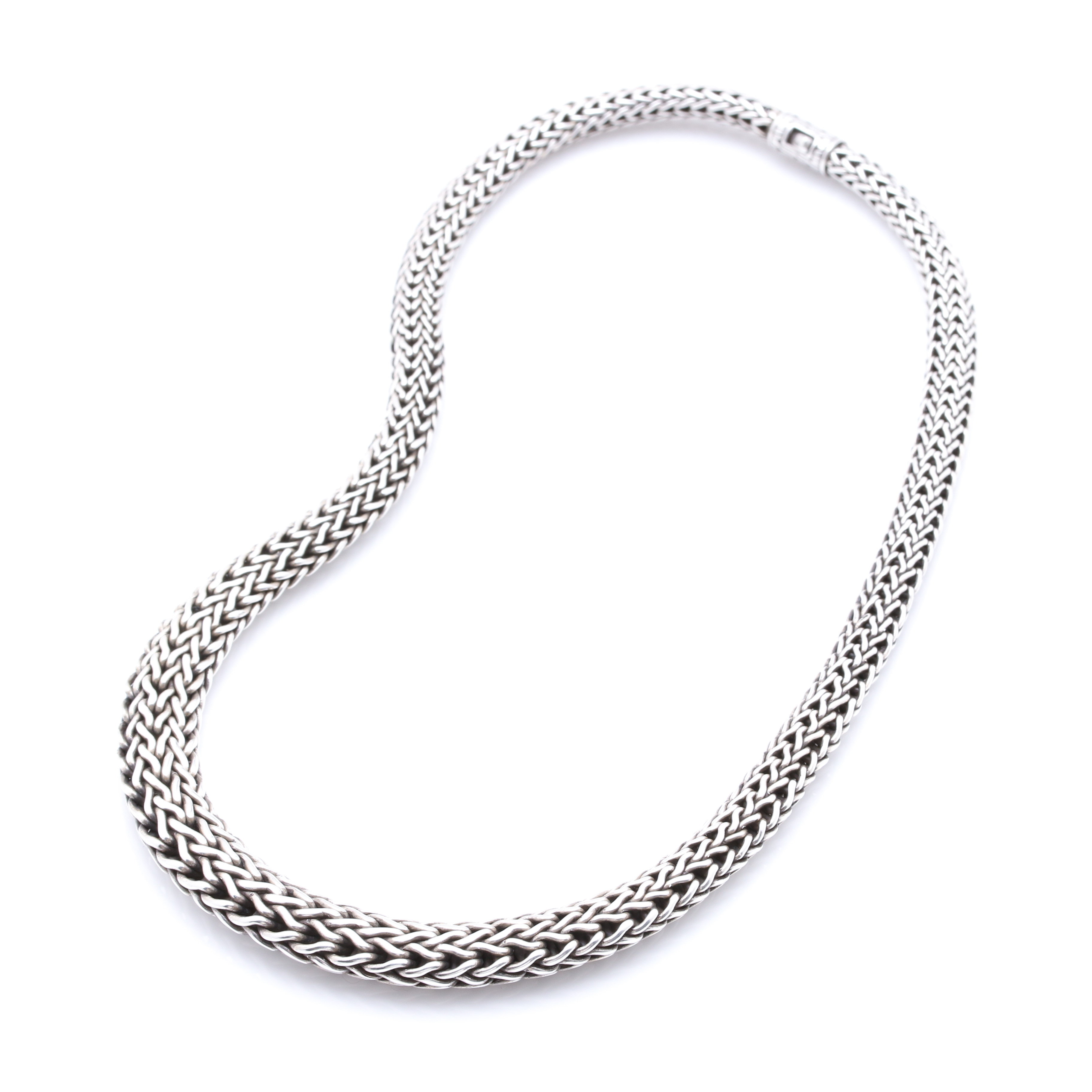 John Hardy "Classic" Sterling Silver Graduated Foxtail Chain Necklace