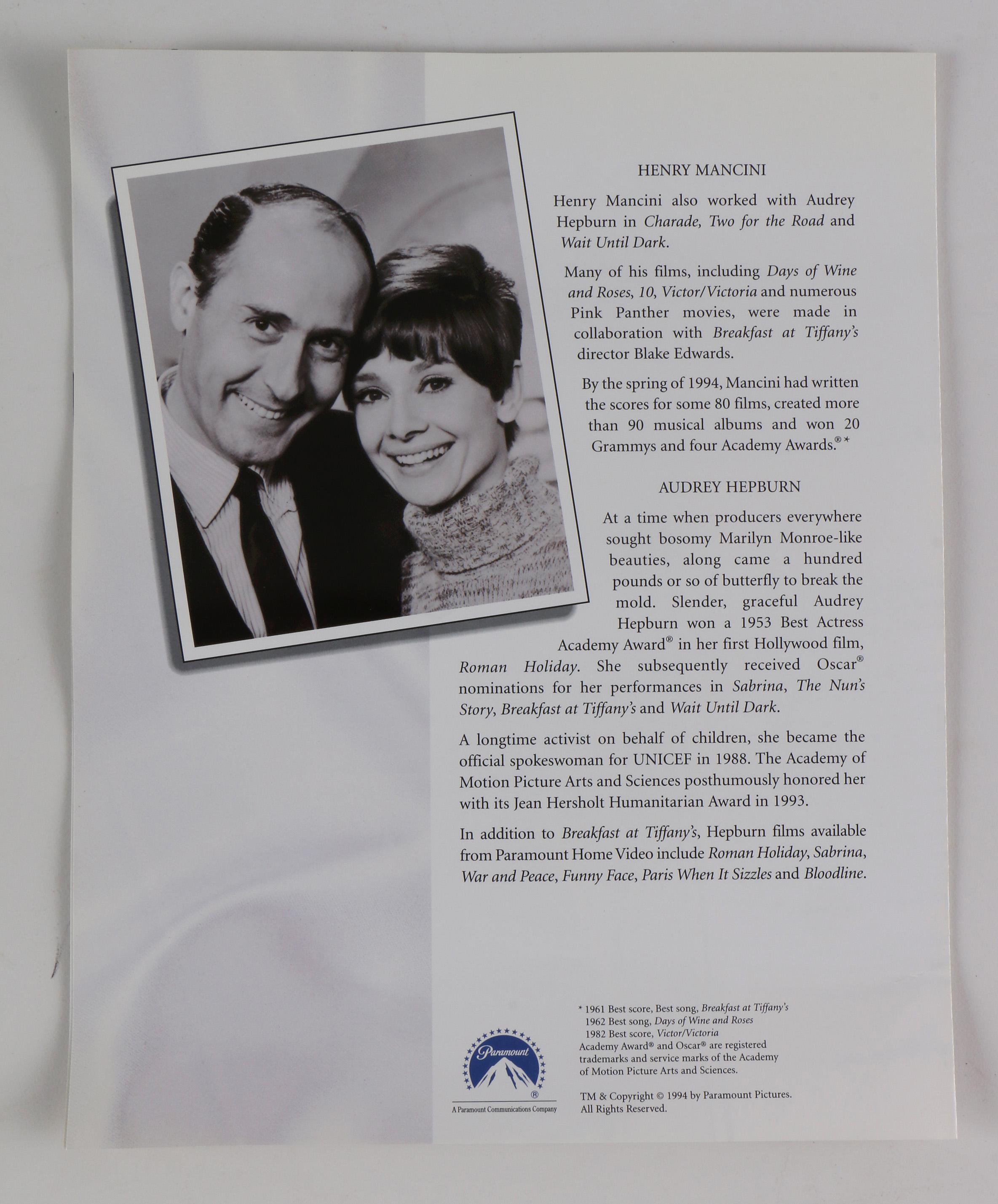 Reproduction Photo Stills After Scenes From "Breakfast at Tiffany's"