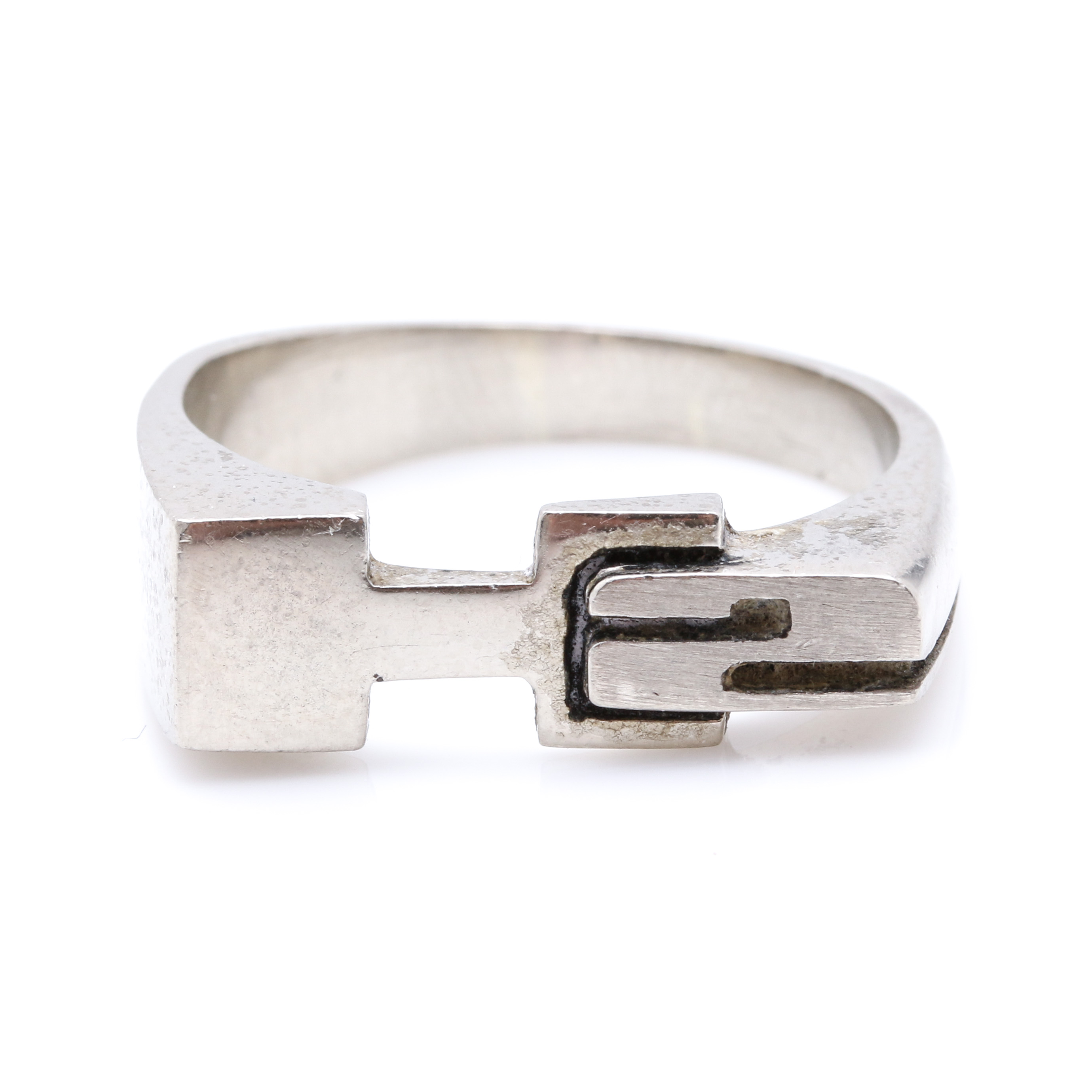 14K White Gold "H2" Ring