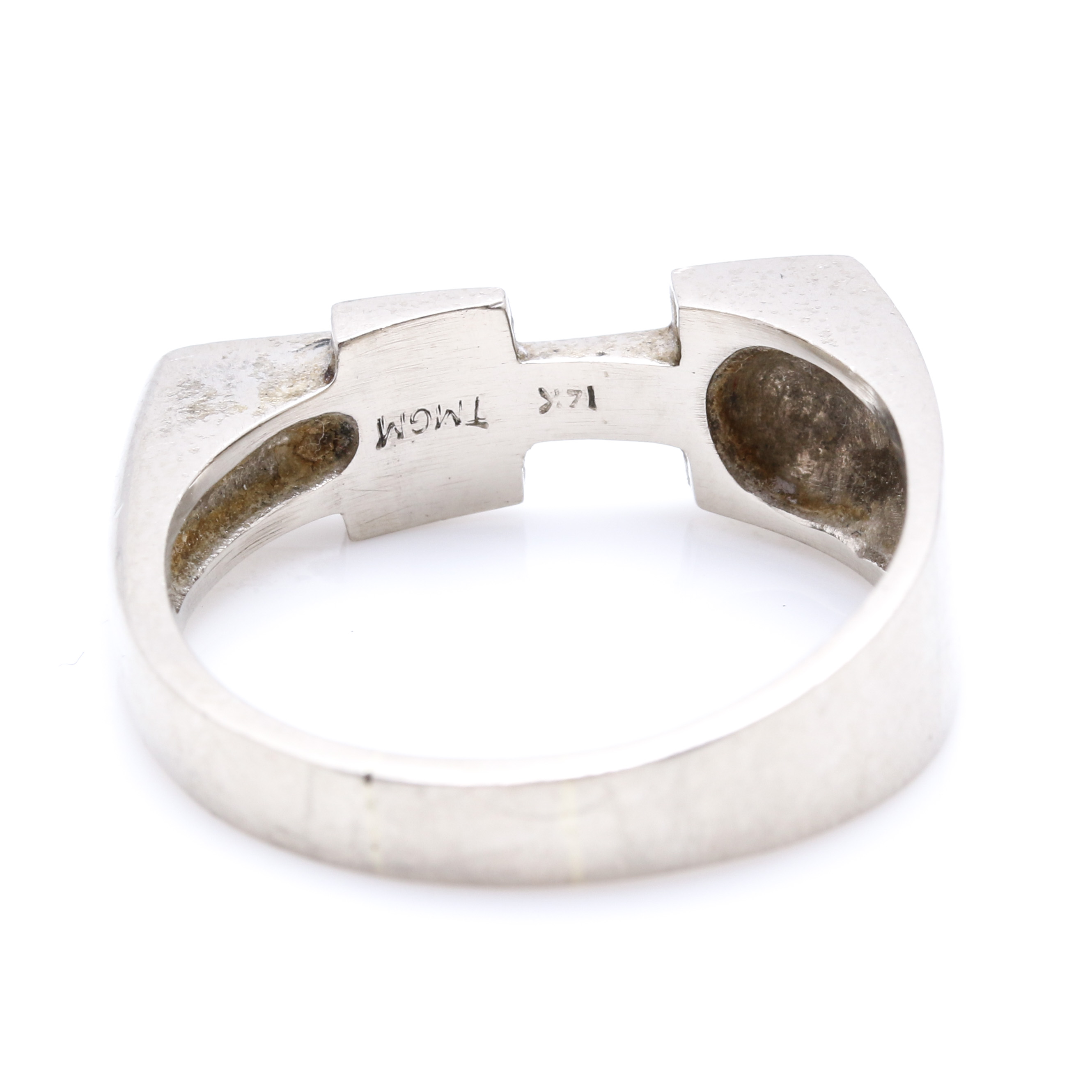 14K White Gold "H2" Ring