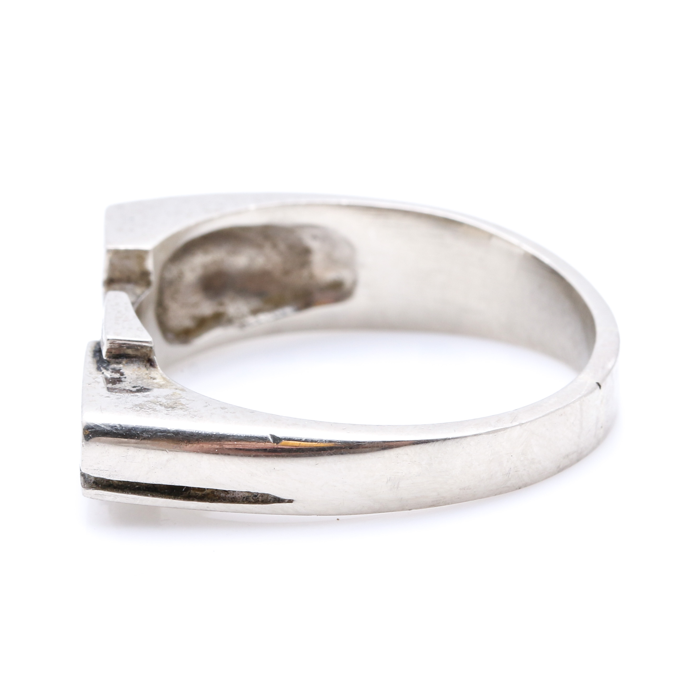 14K White Gold "H2" Ring