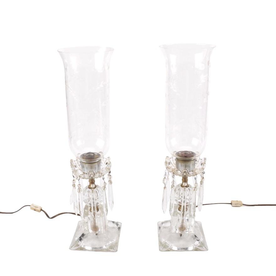 Boudoir CLear Glass and Brass Lamps