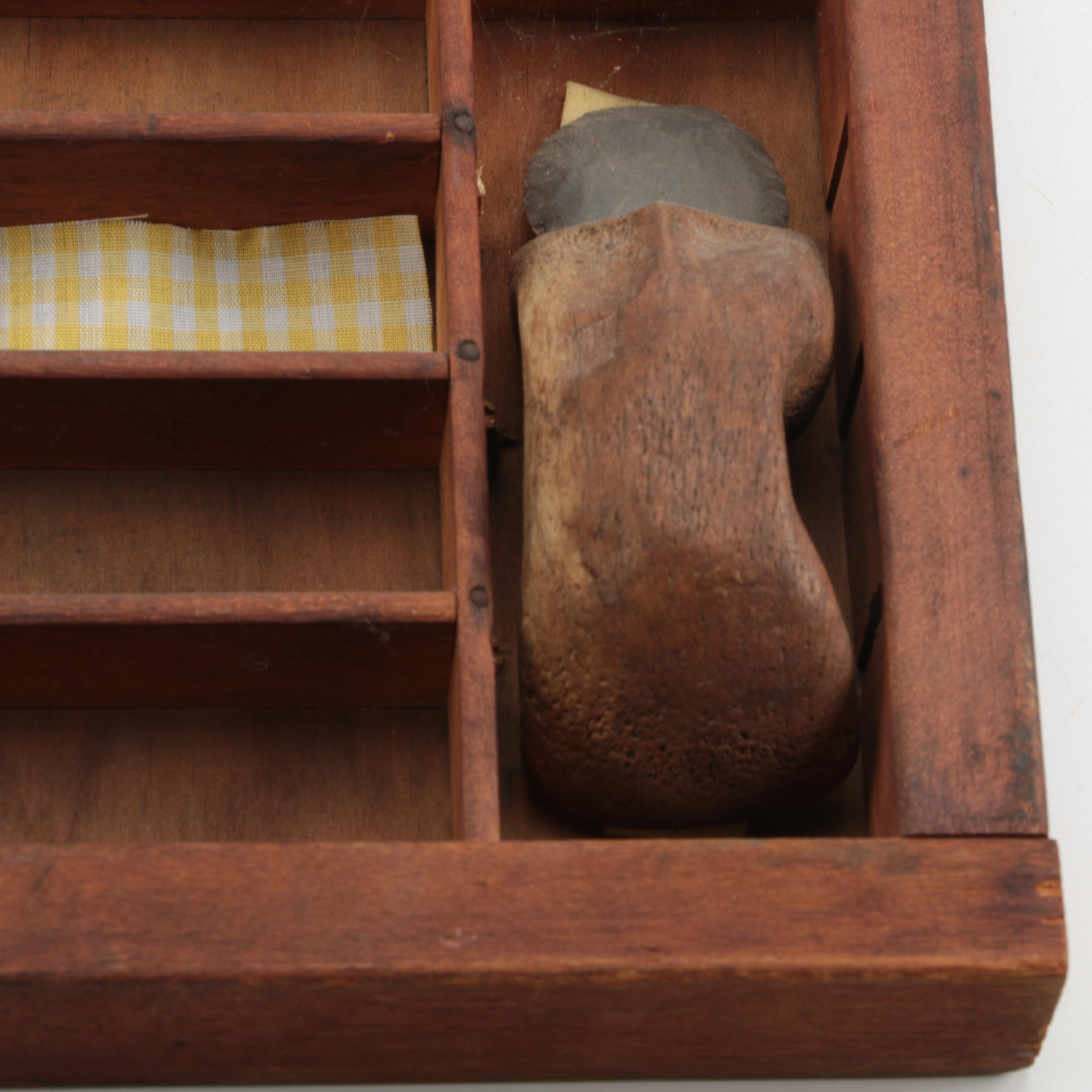 Wooden Typesetters Drawer with Knick Naks