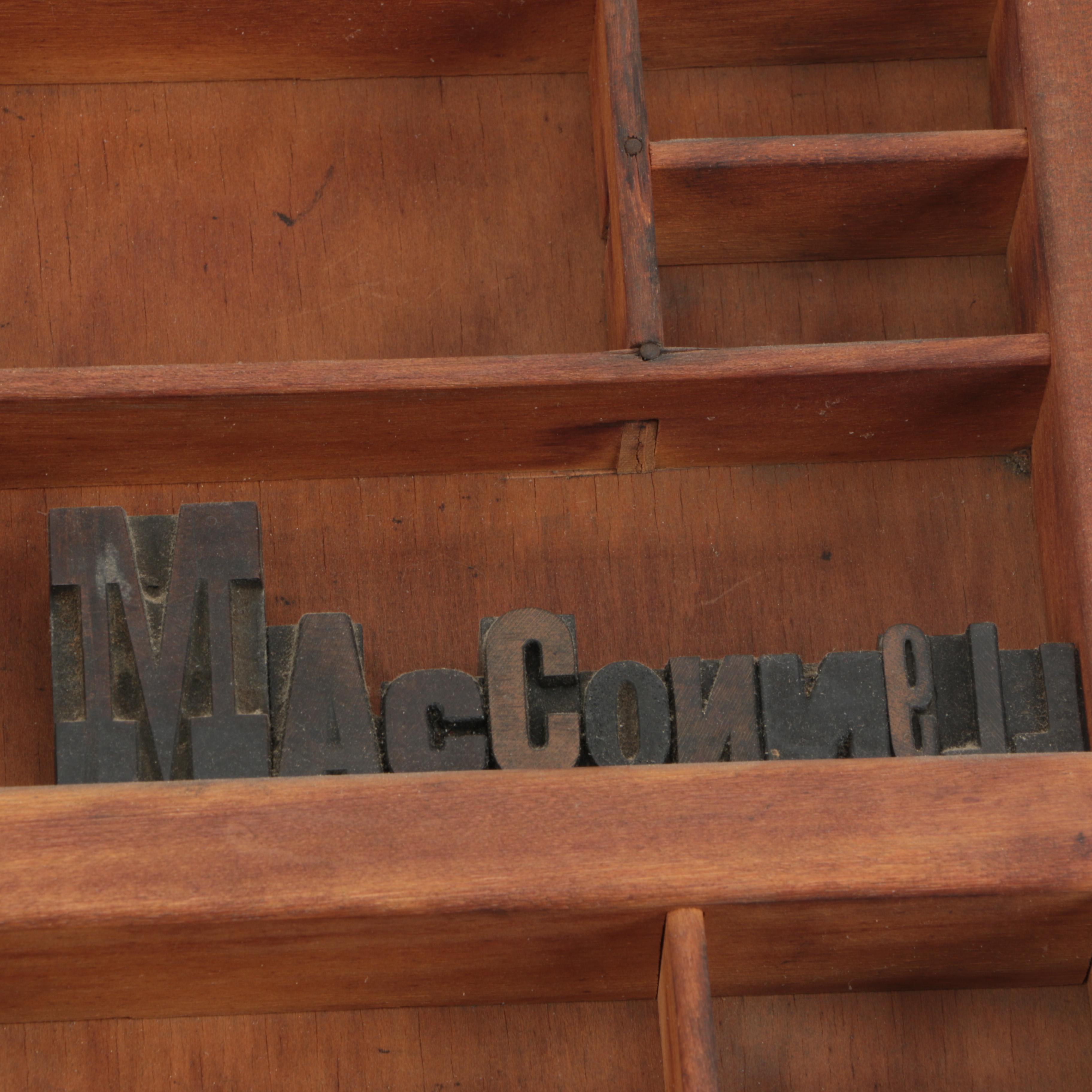 Wooden Typesetters Drawer with Knick Naks