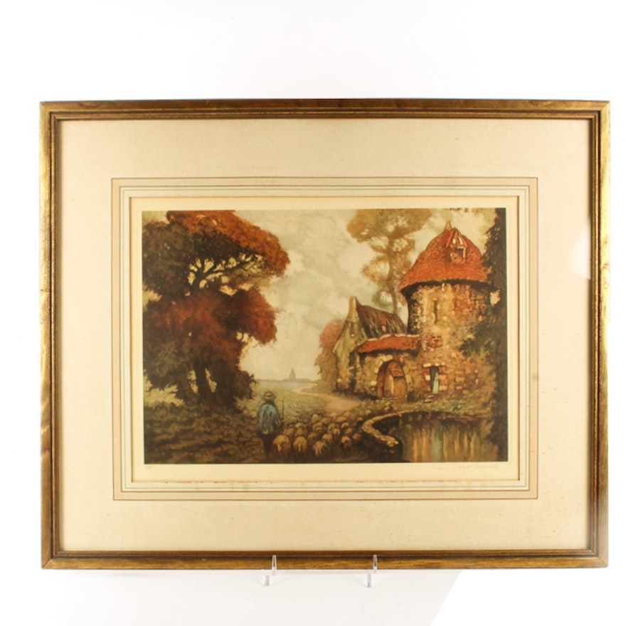 Framed Lithograph After Louis Kourment