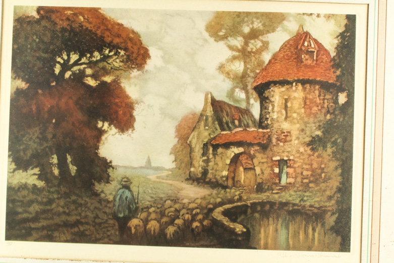 Framed Lithograph After Louis Kourment