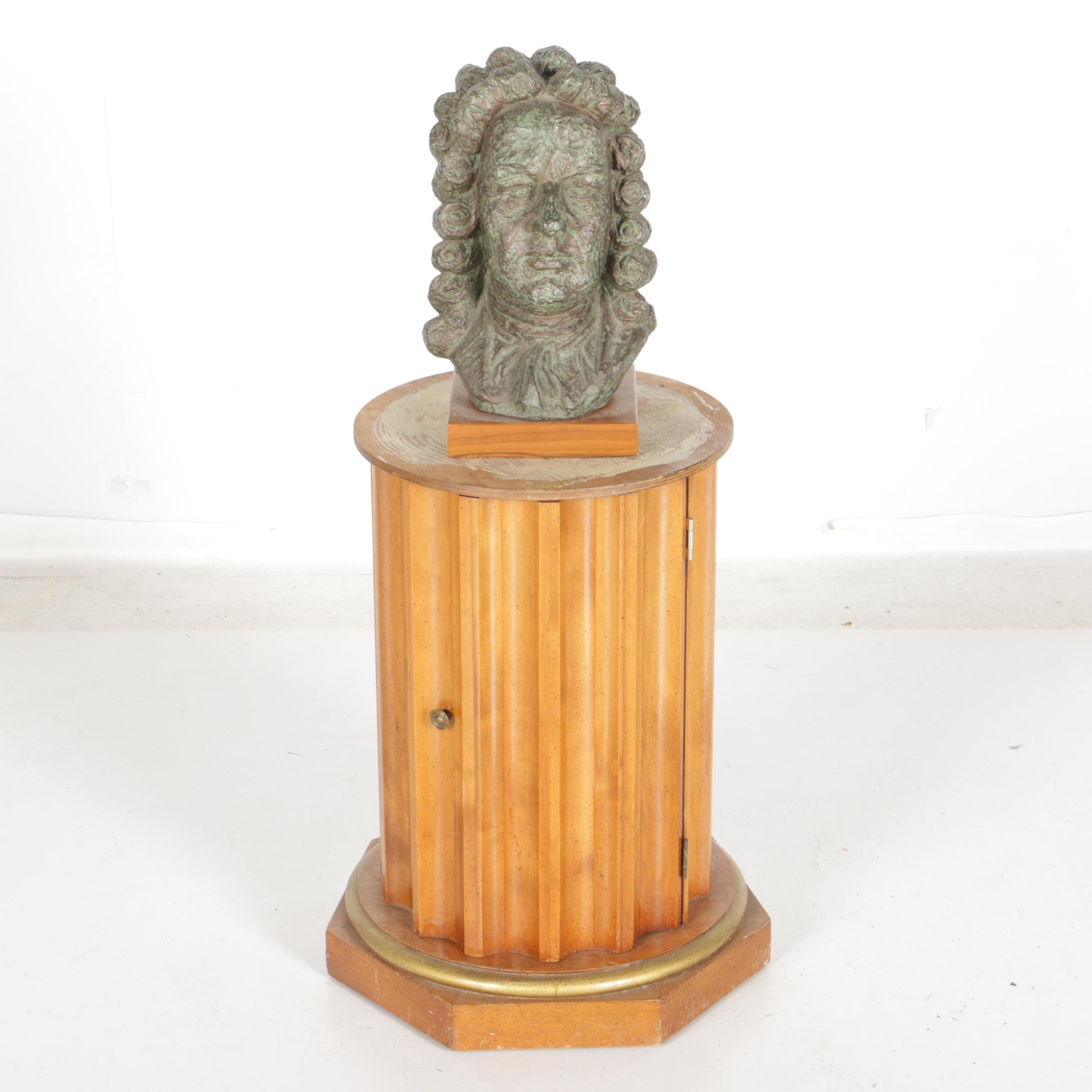 Vintage Table Stand With Plaster Bust