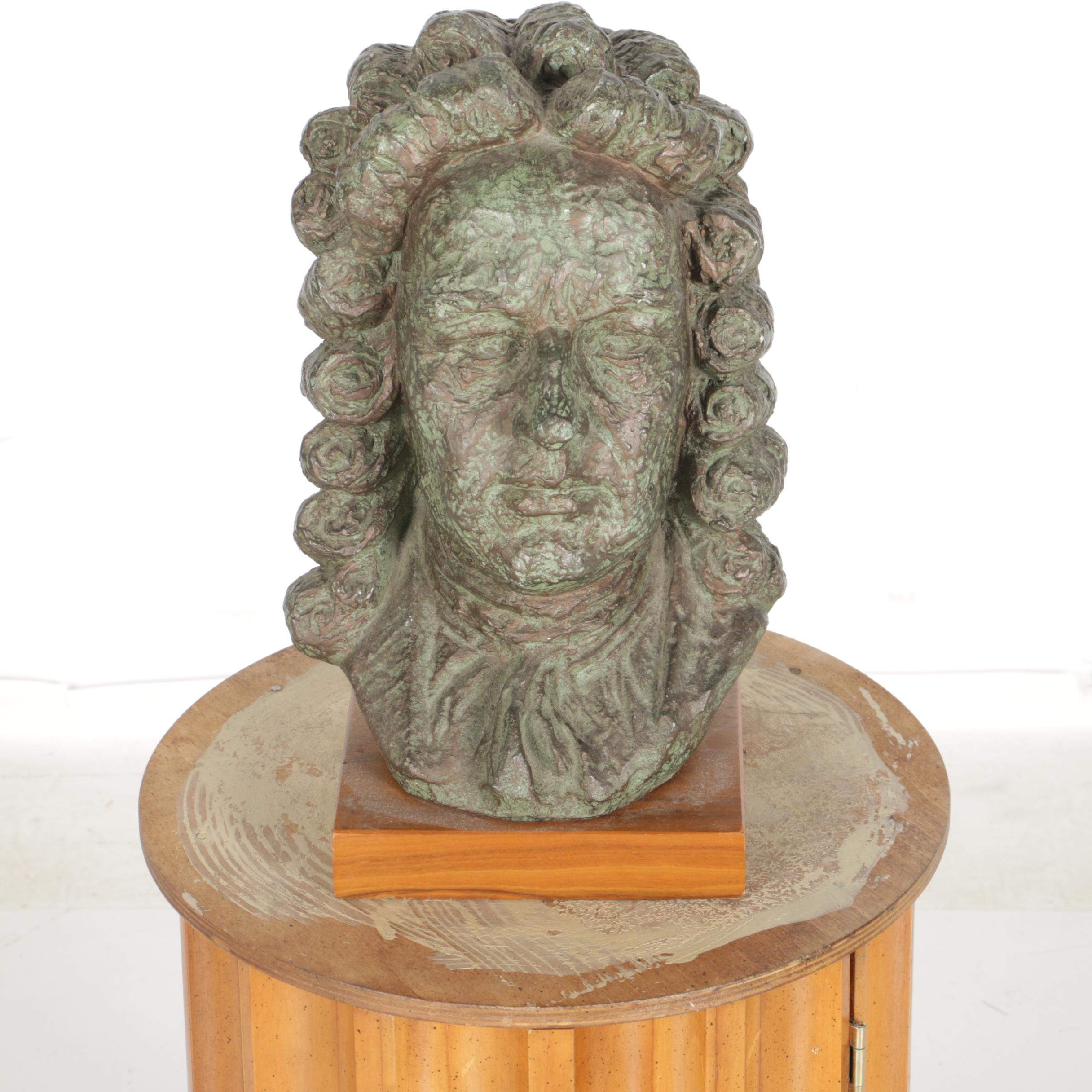 Vintage Table Stand With Plaster Bust