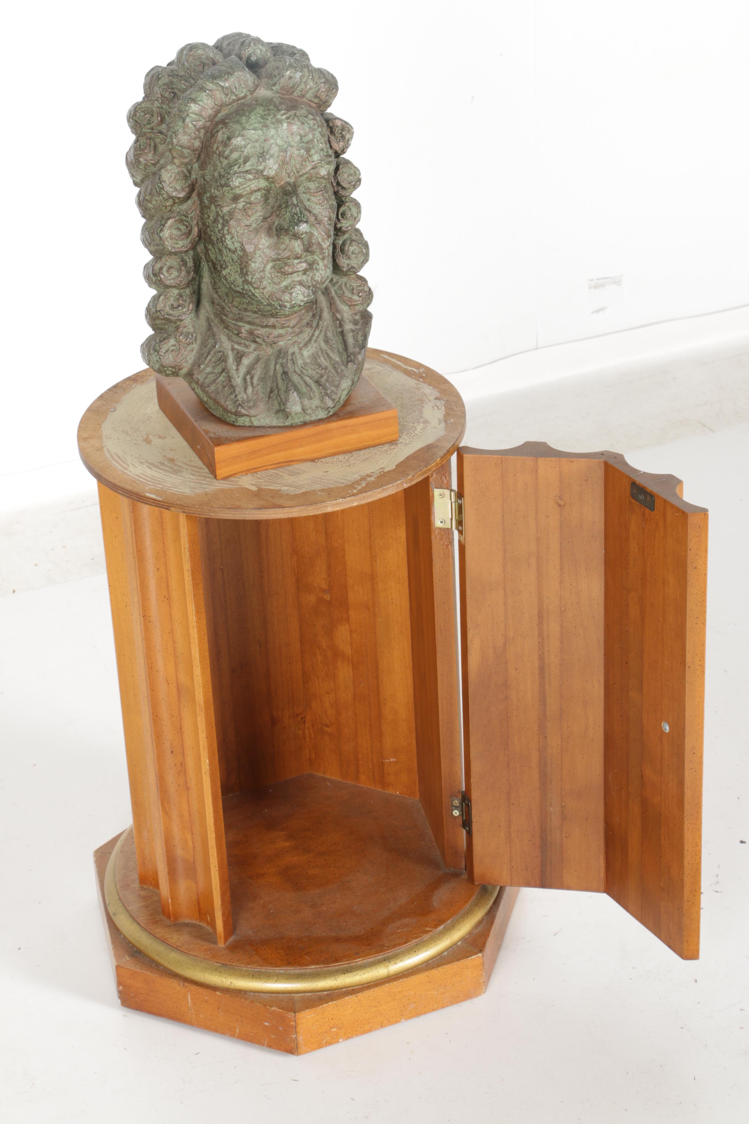 Vintage Table Stand With Plaster Bust