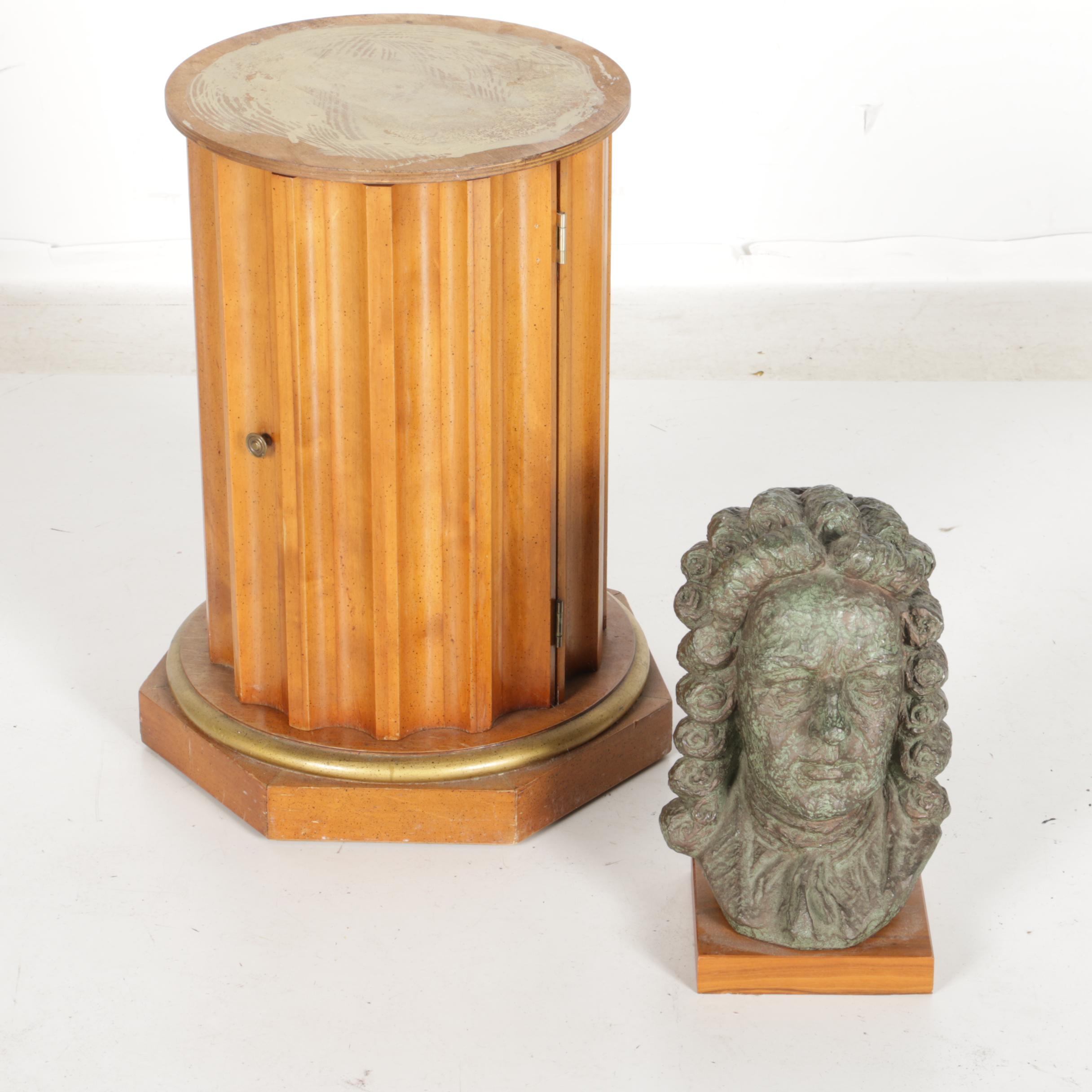 Vintage Table Stand With Plaster Bust
