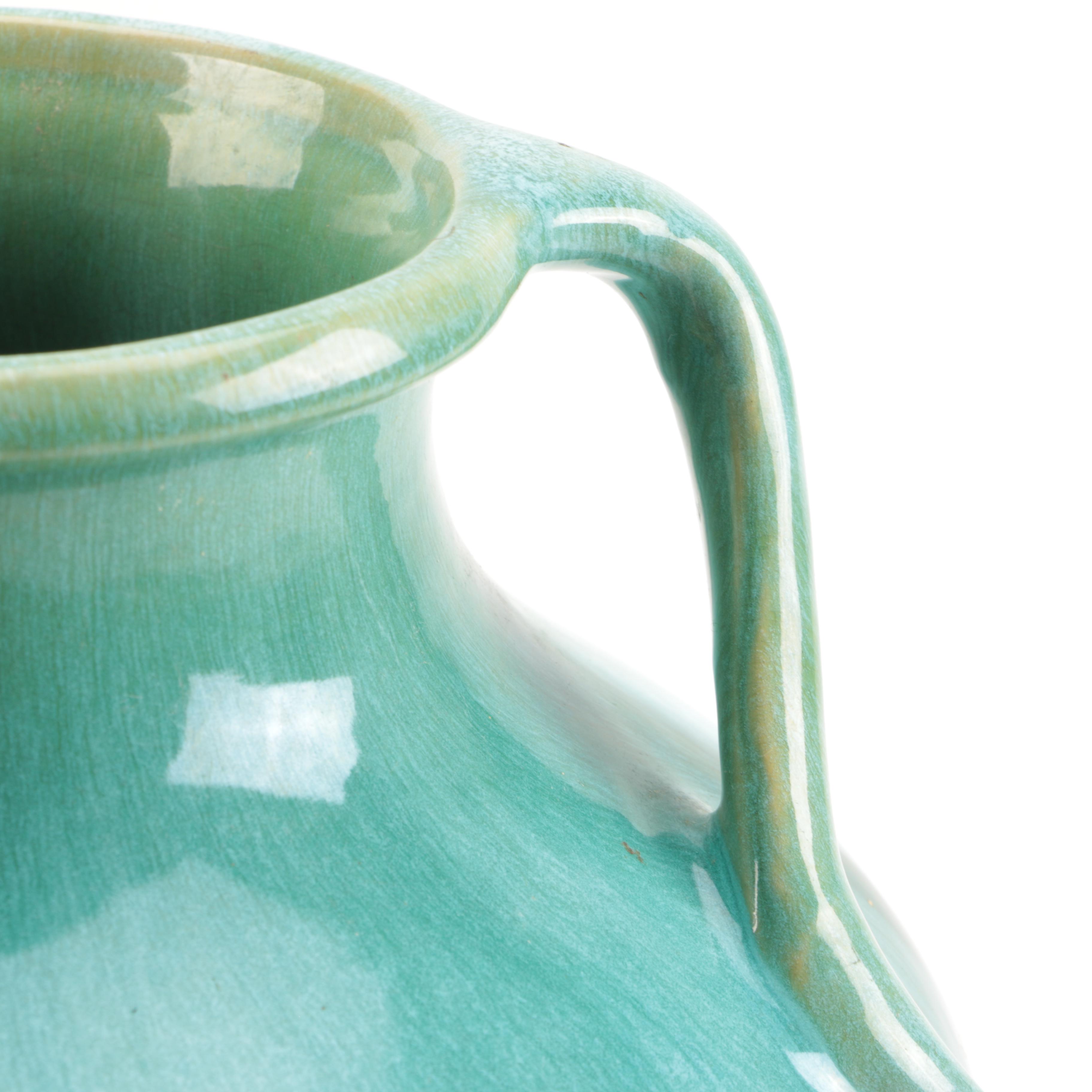 Vintage to Semi-Antique Stoneware Turquoise Vase