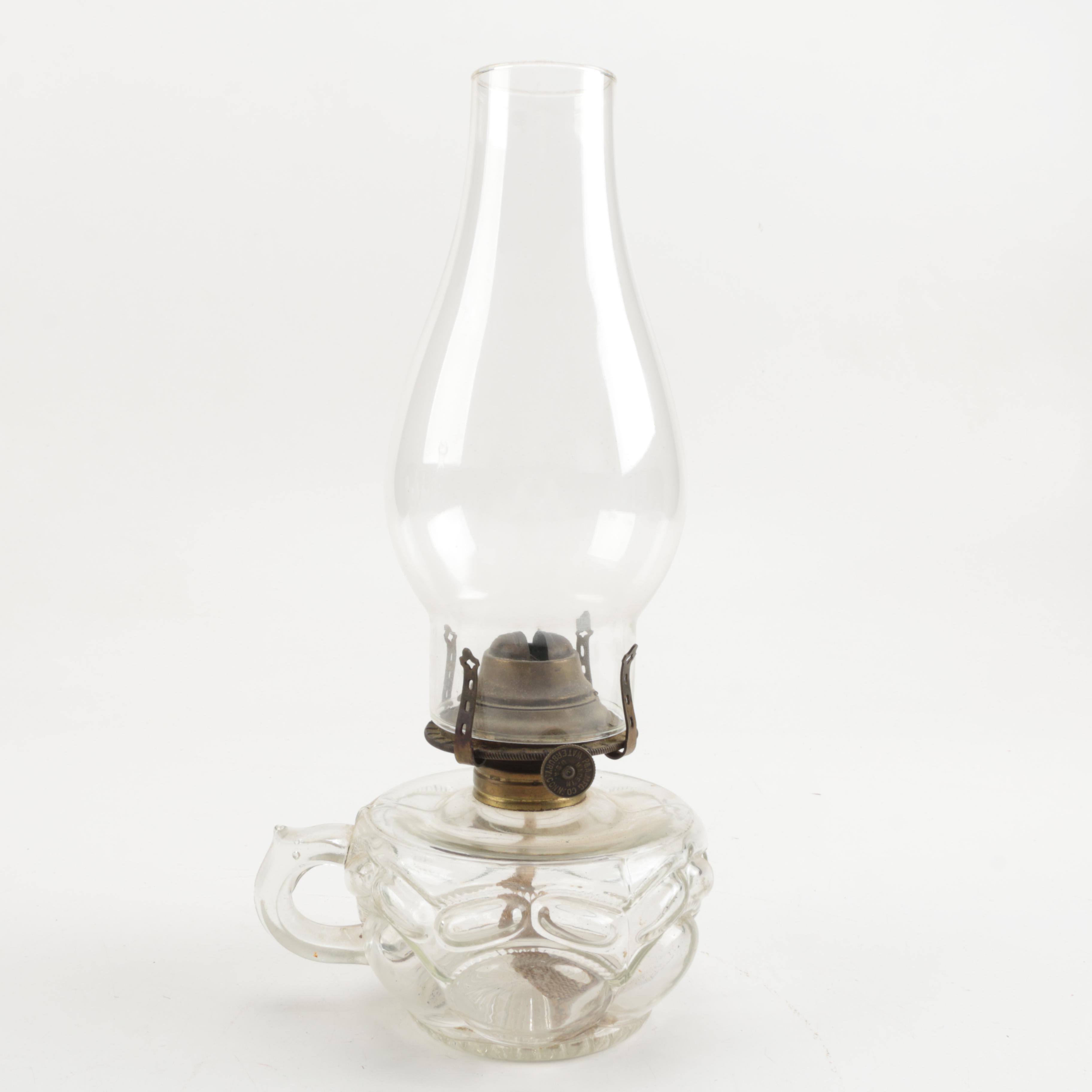 Pair Clear Glass Oil Lamps