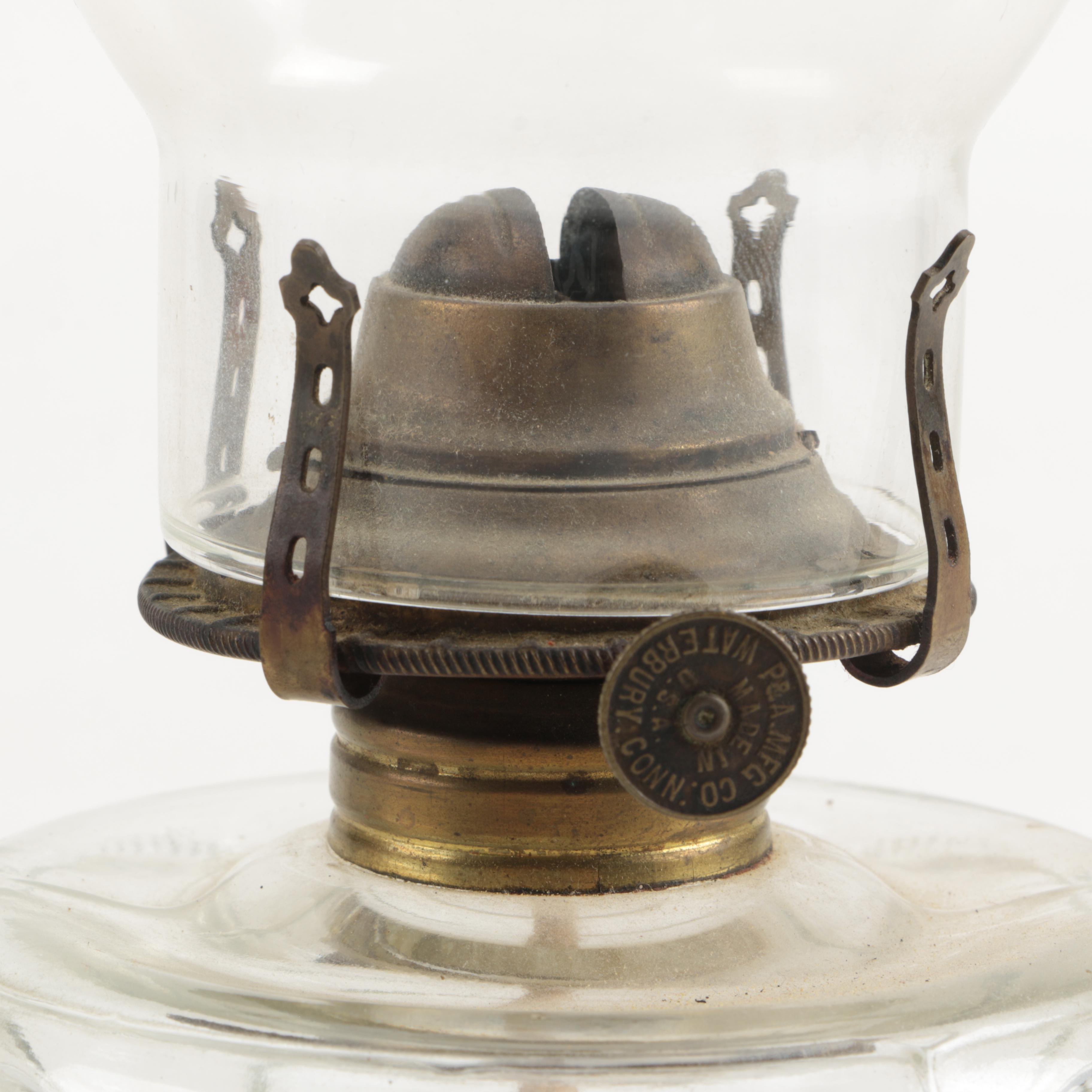 Pair Clear Glass Oil Lamps