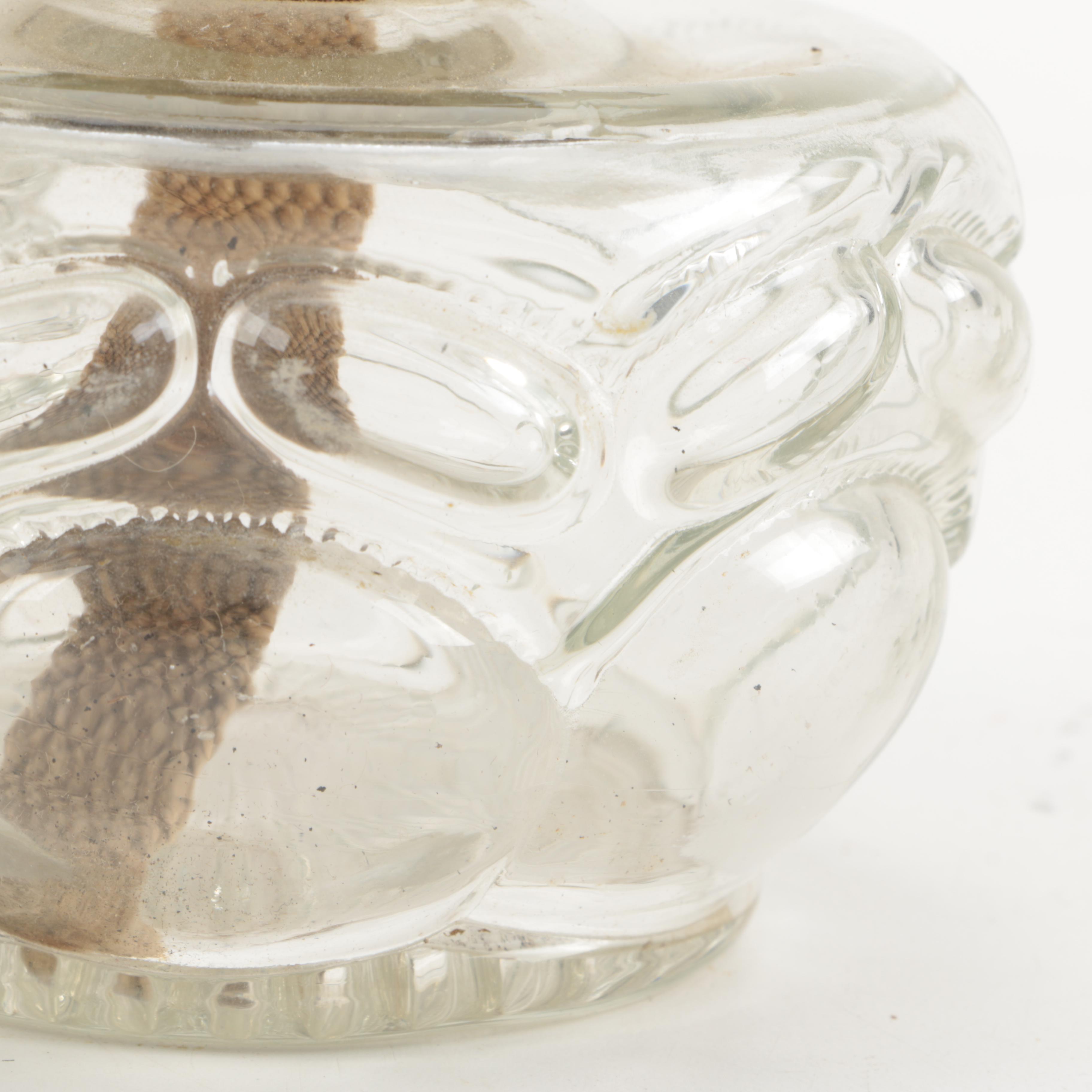 Pair Clear Glass Oil Lamps