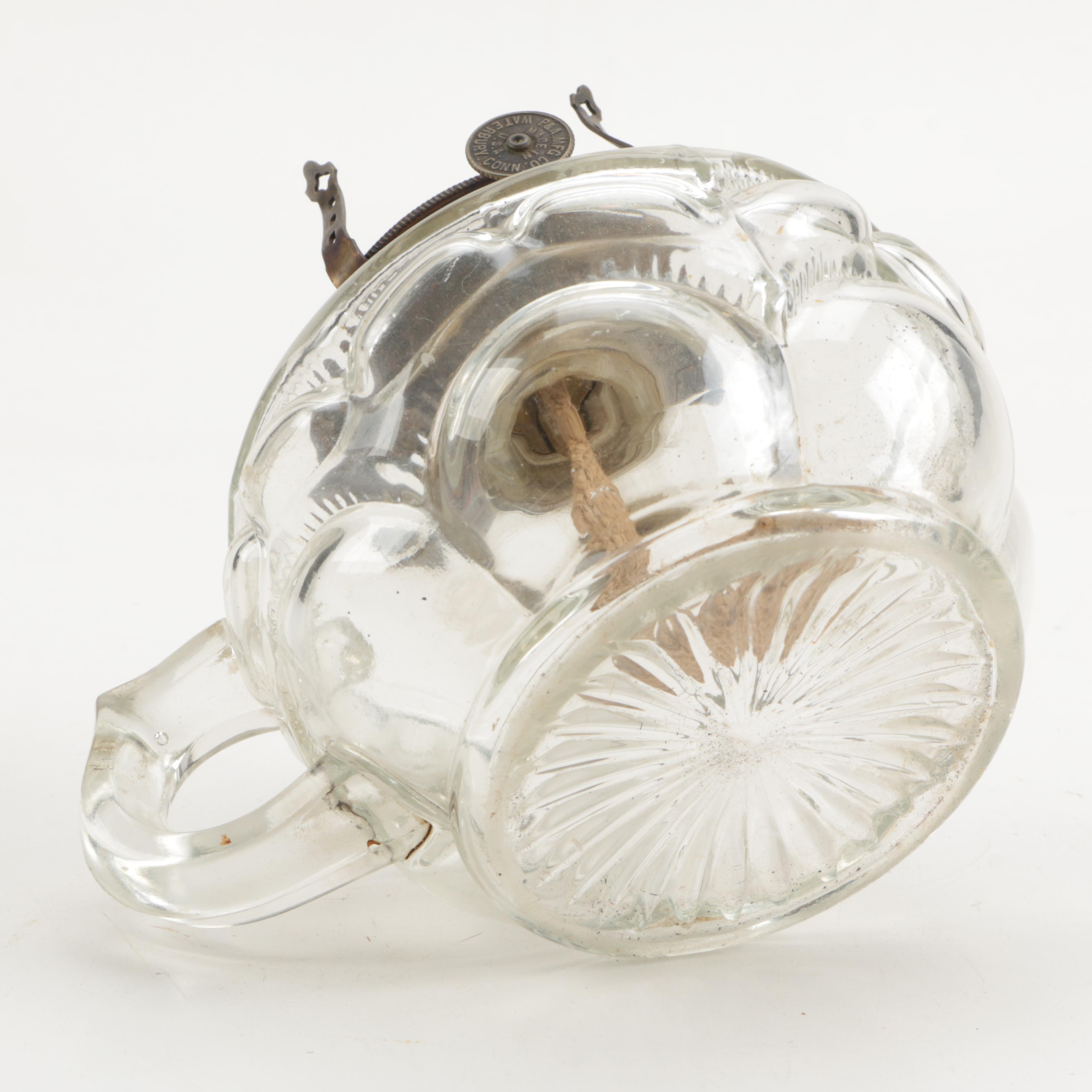Pair Clear Glass Oil Lamps