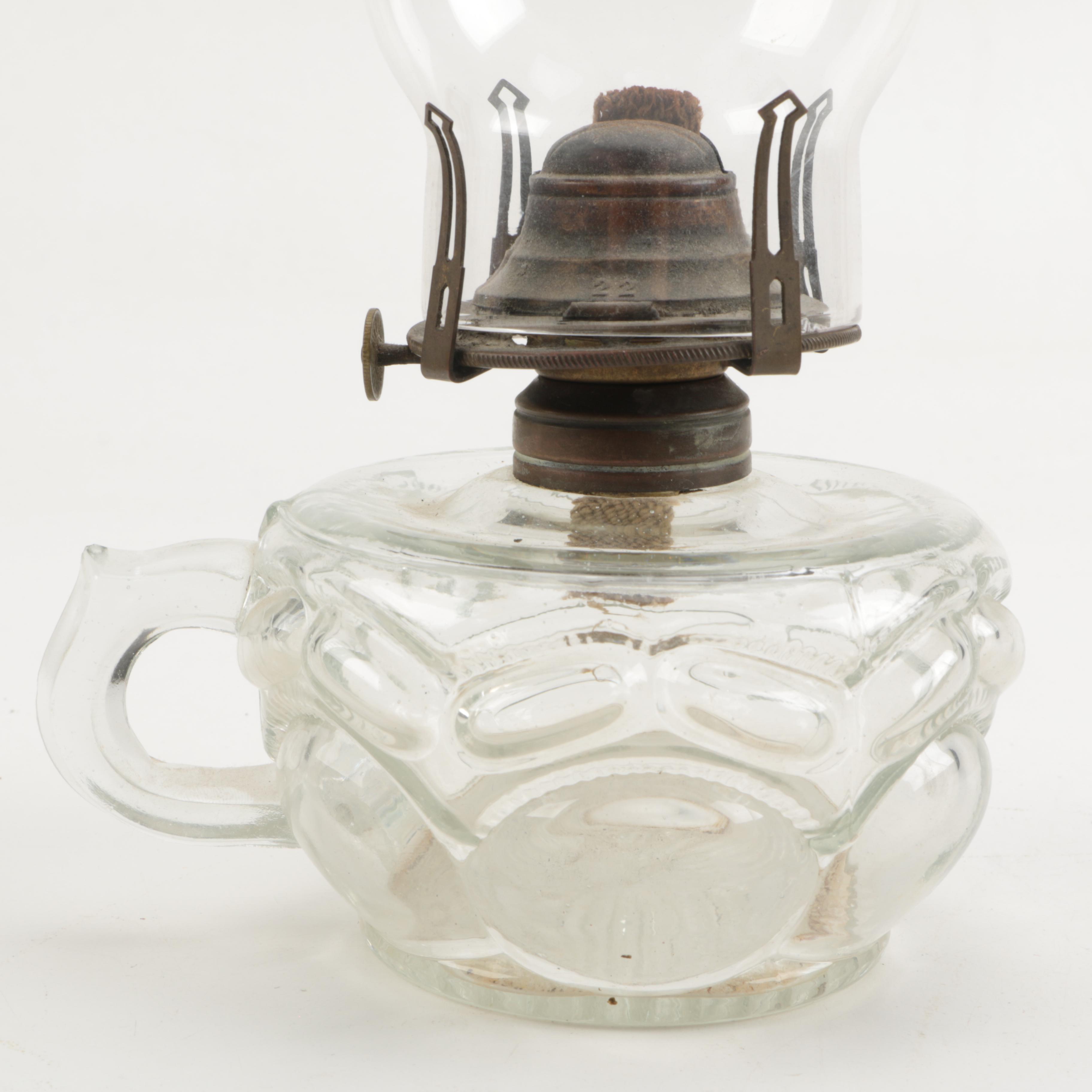 Pair Clear Glass Oil Lamps
