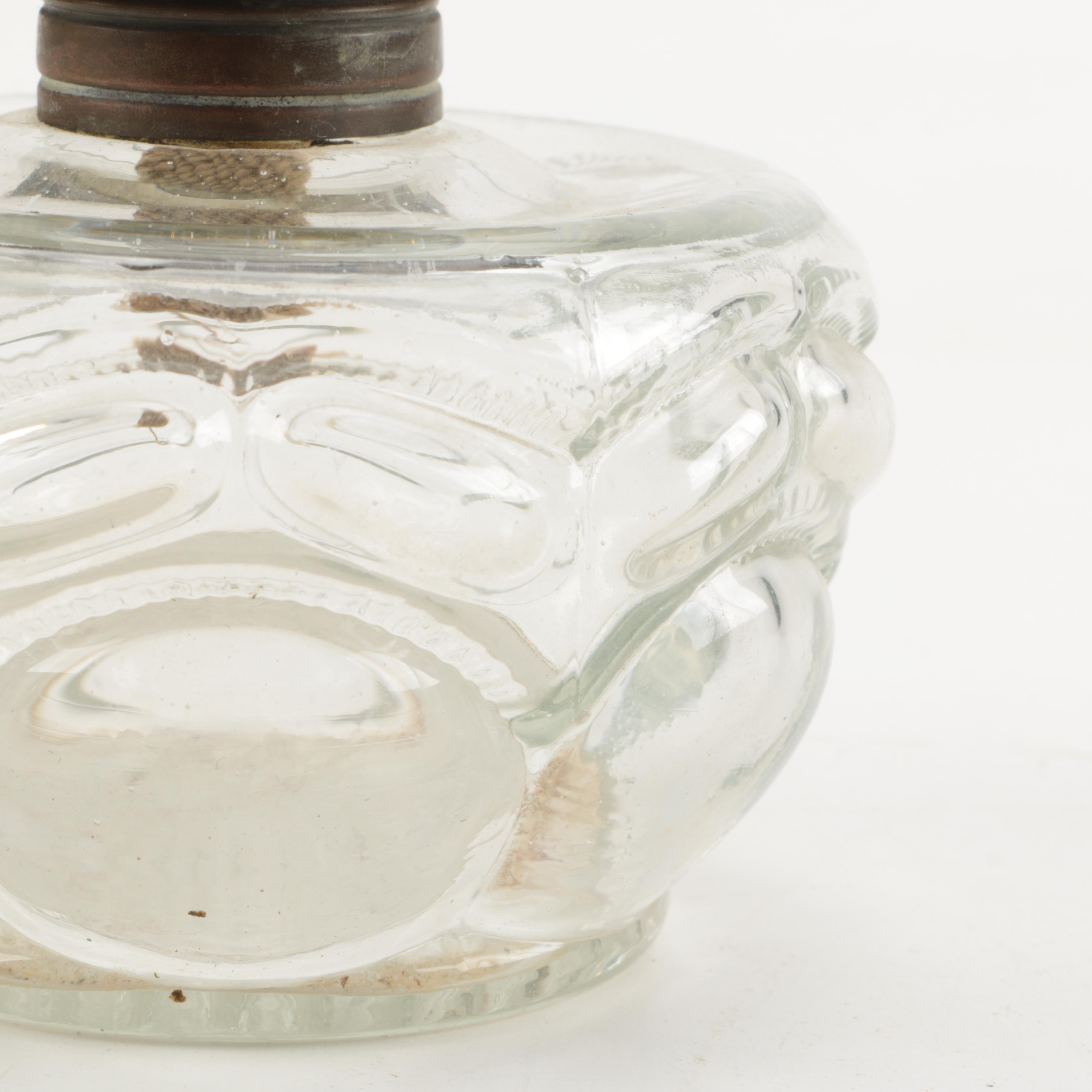 Pair Clear Glass Oil Lamps