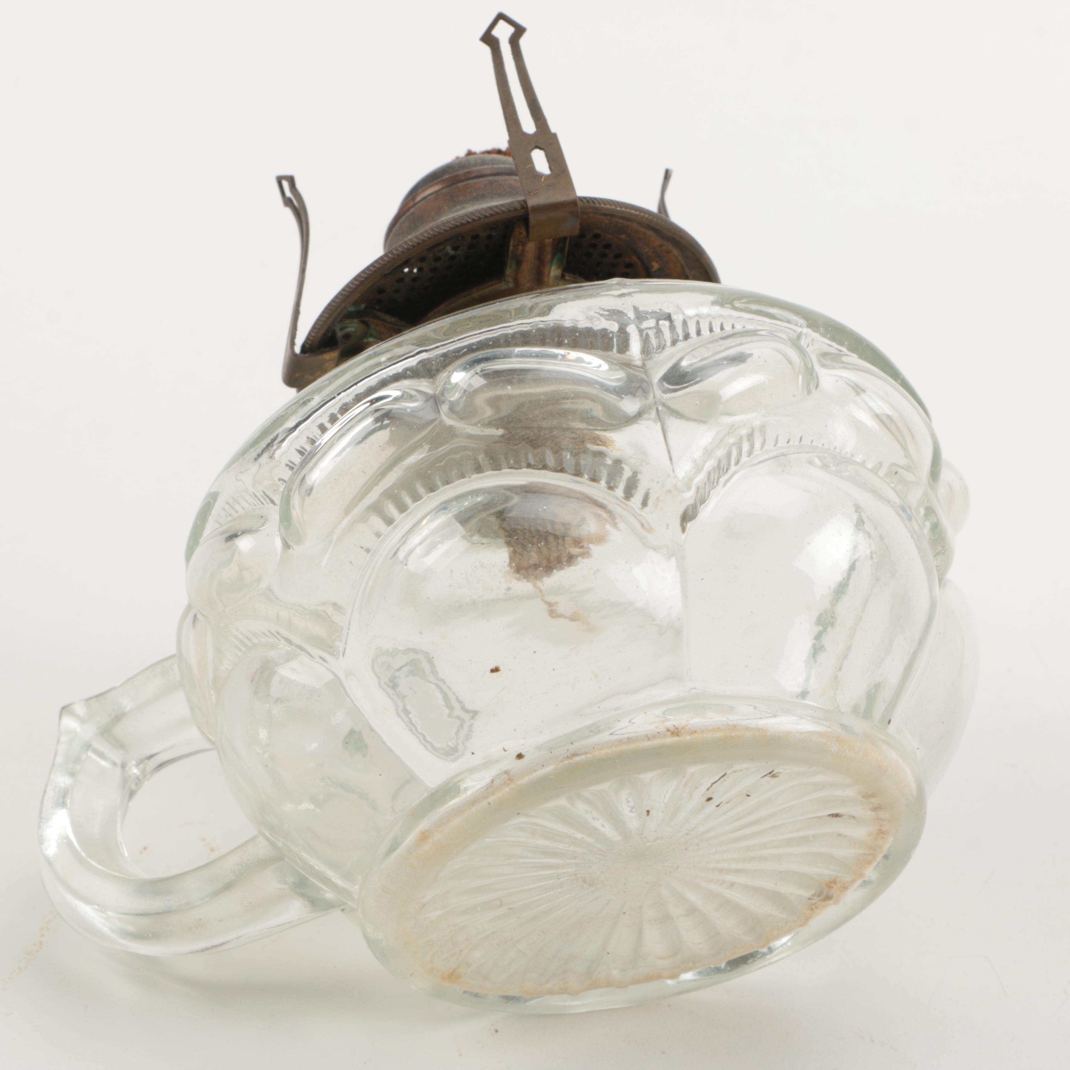 Pair Clear Glass Oil Lamps