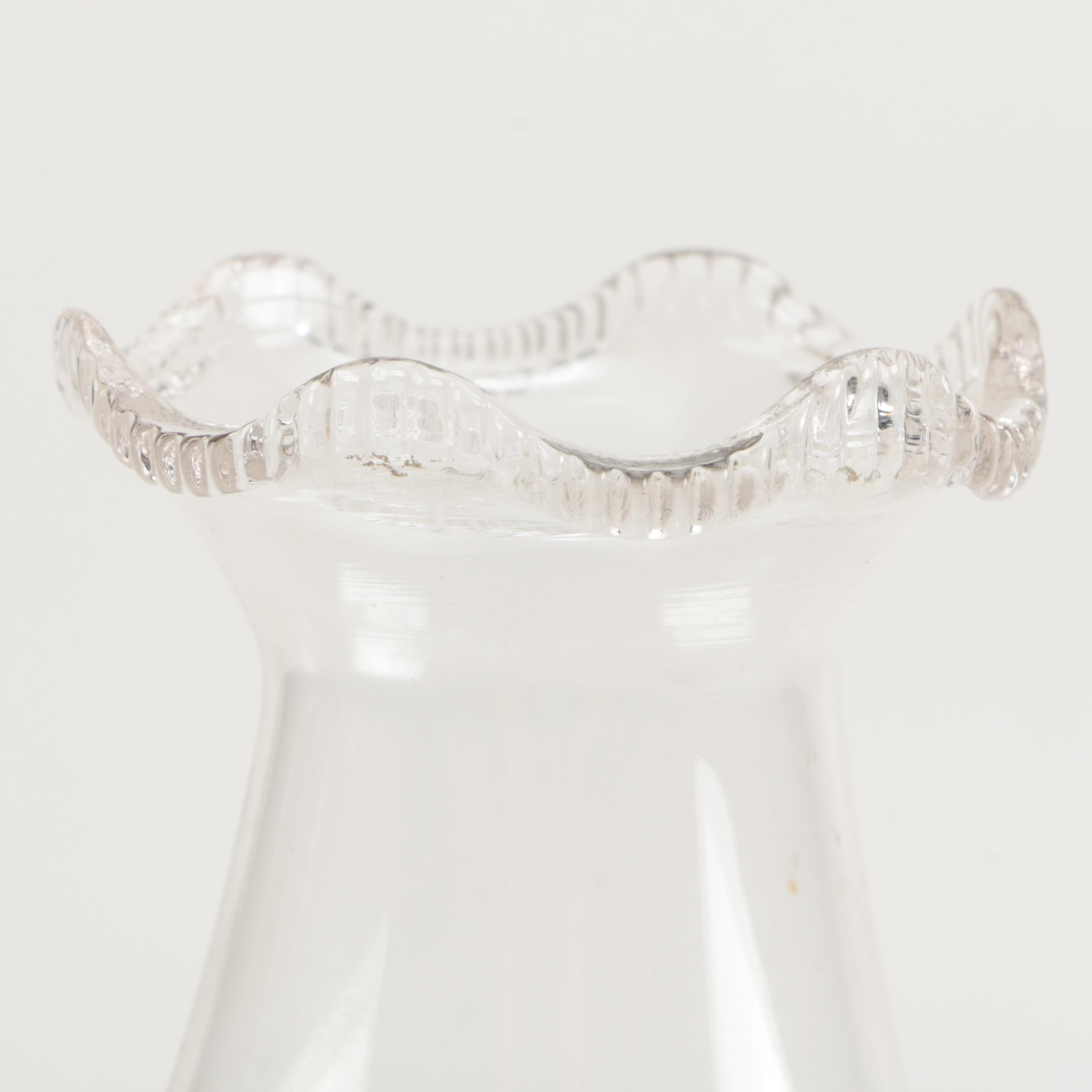 Pair Clear Glass Oil Lamps