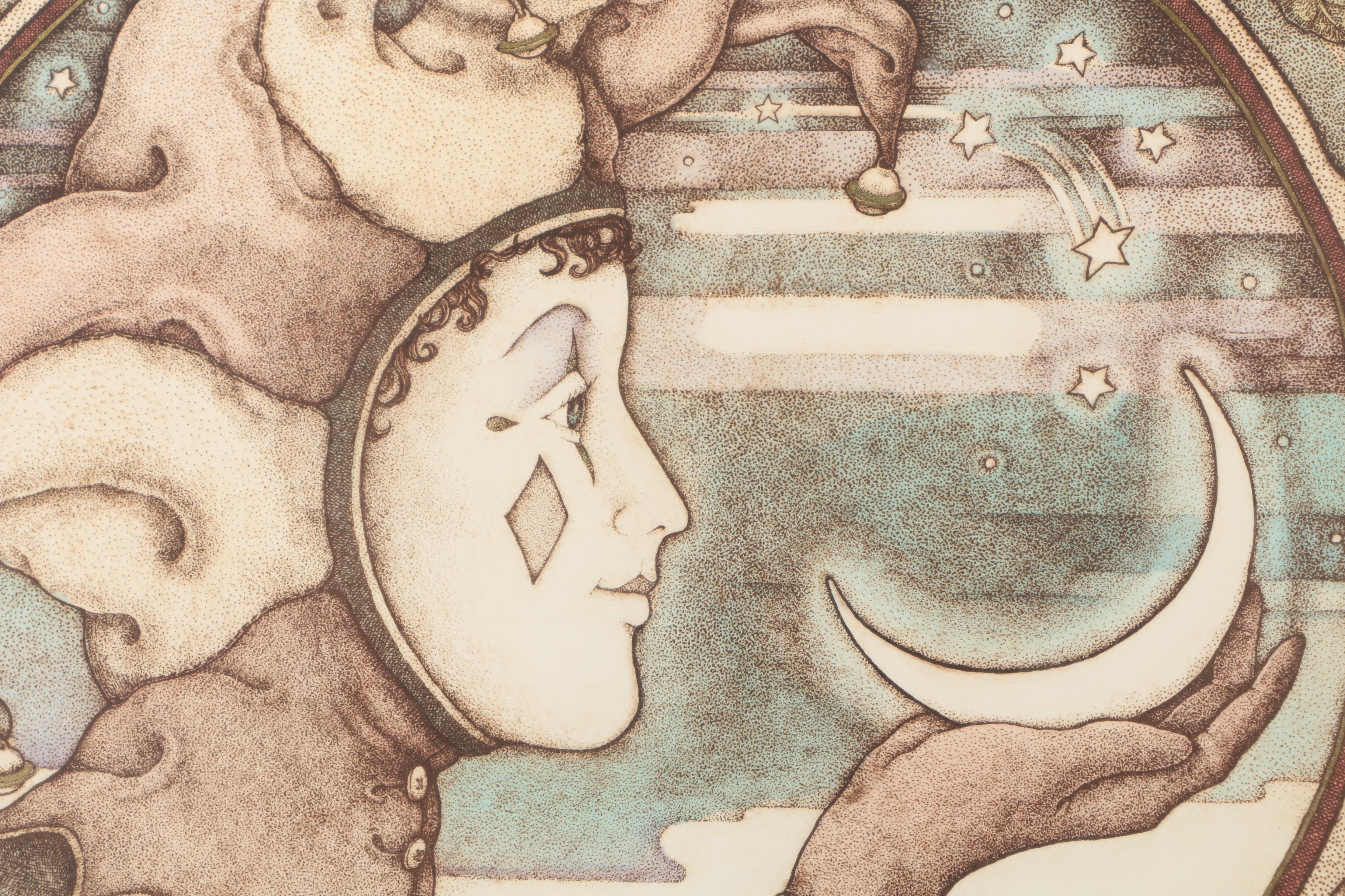 Alice Villanueva Scott Limited Edition Etching on Paper "Fool of Moon & Stars"