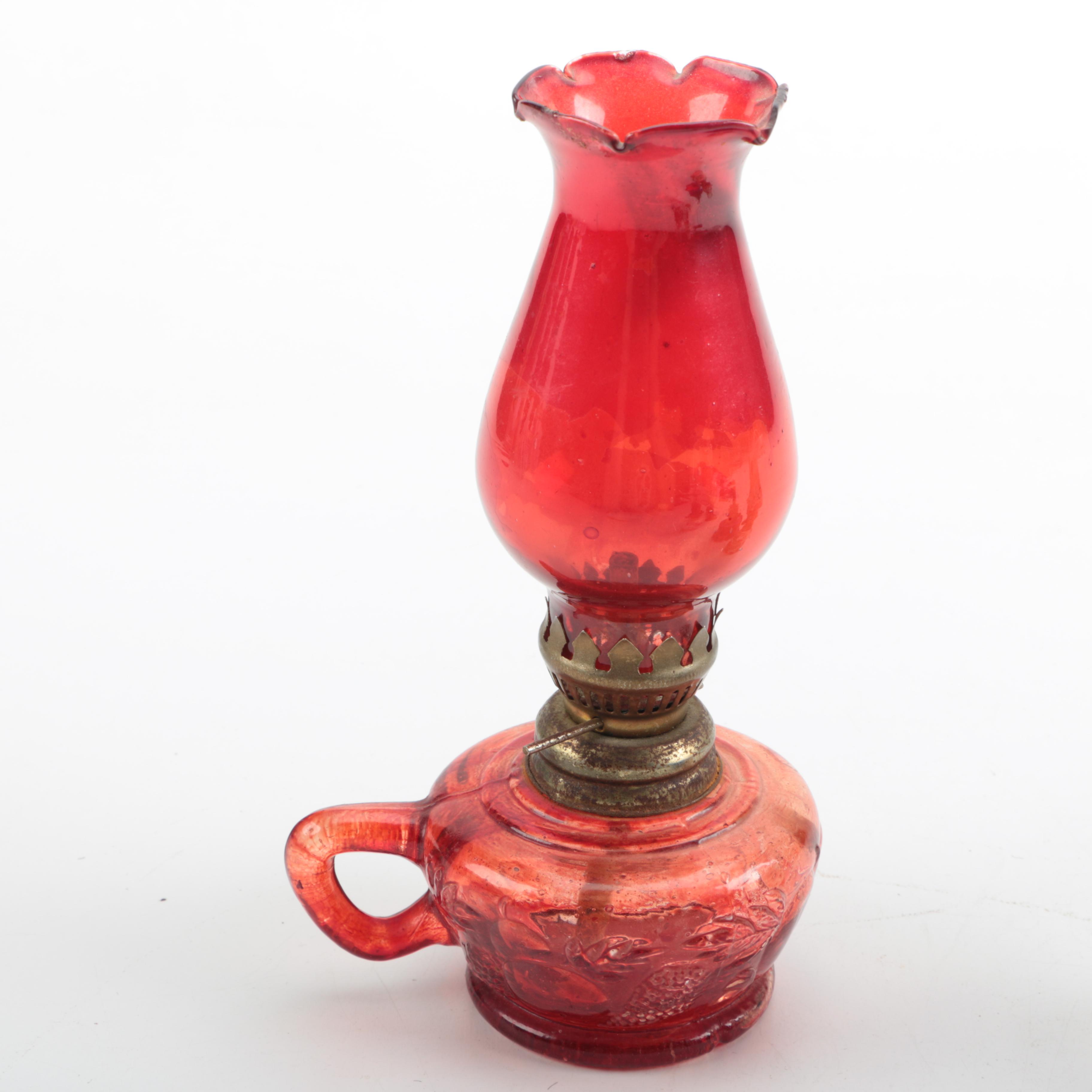 Colored Glass and Ceramic Kerosene Lamps and Bases