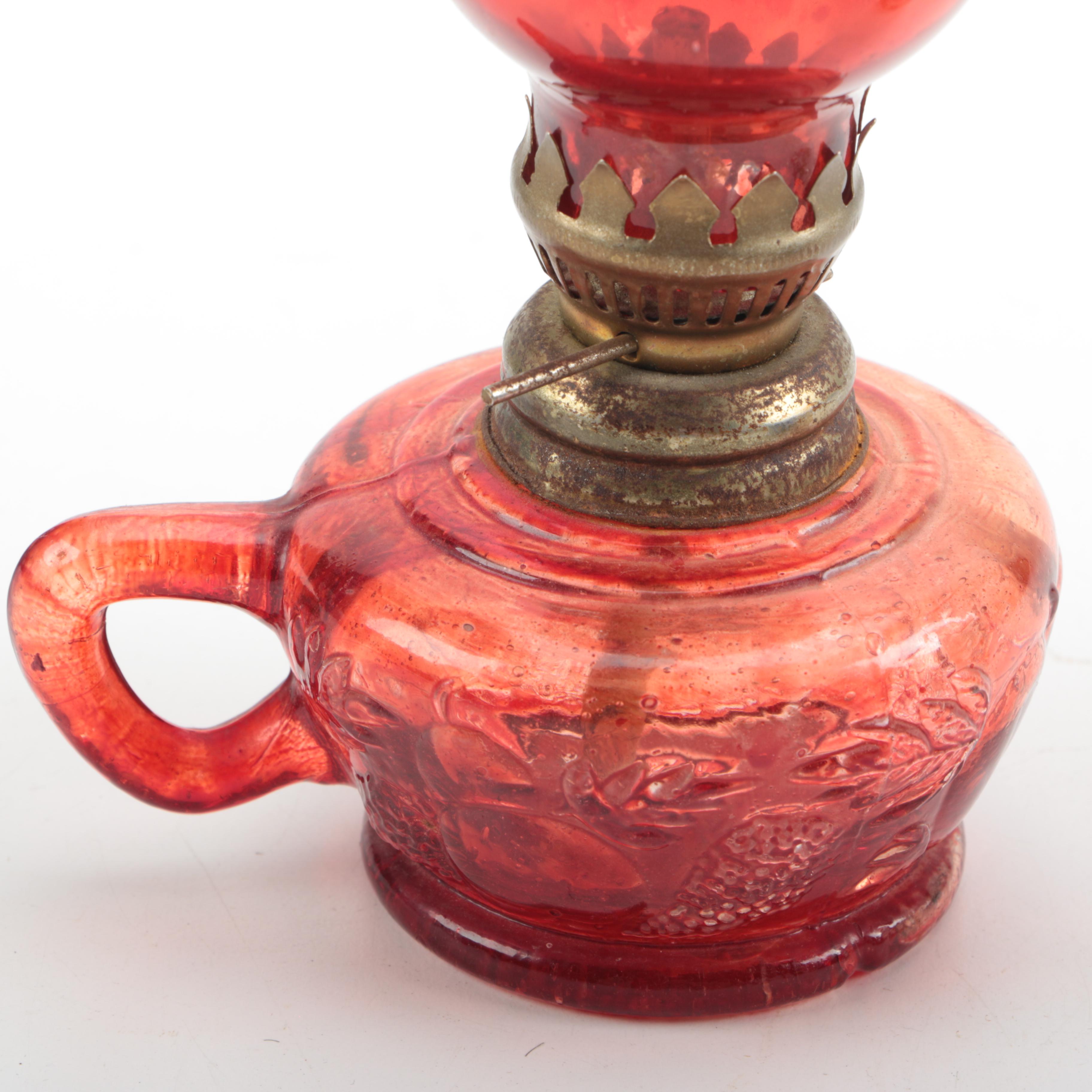 Colored Glass and Ceramic Kerosene Lamps and Bases