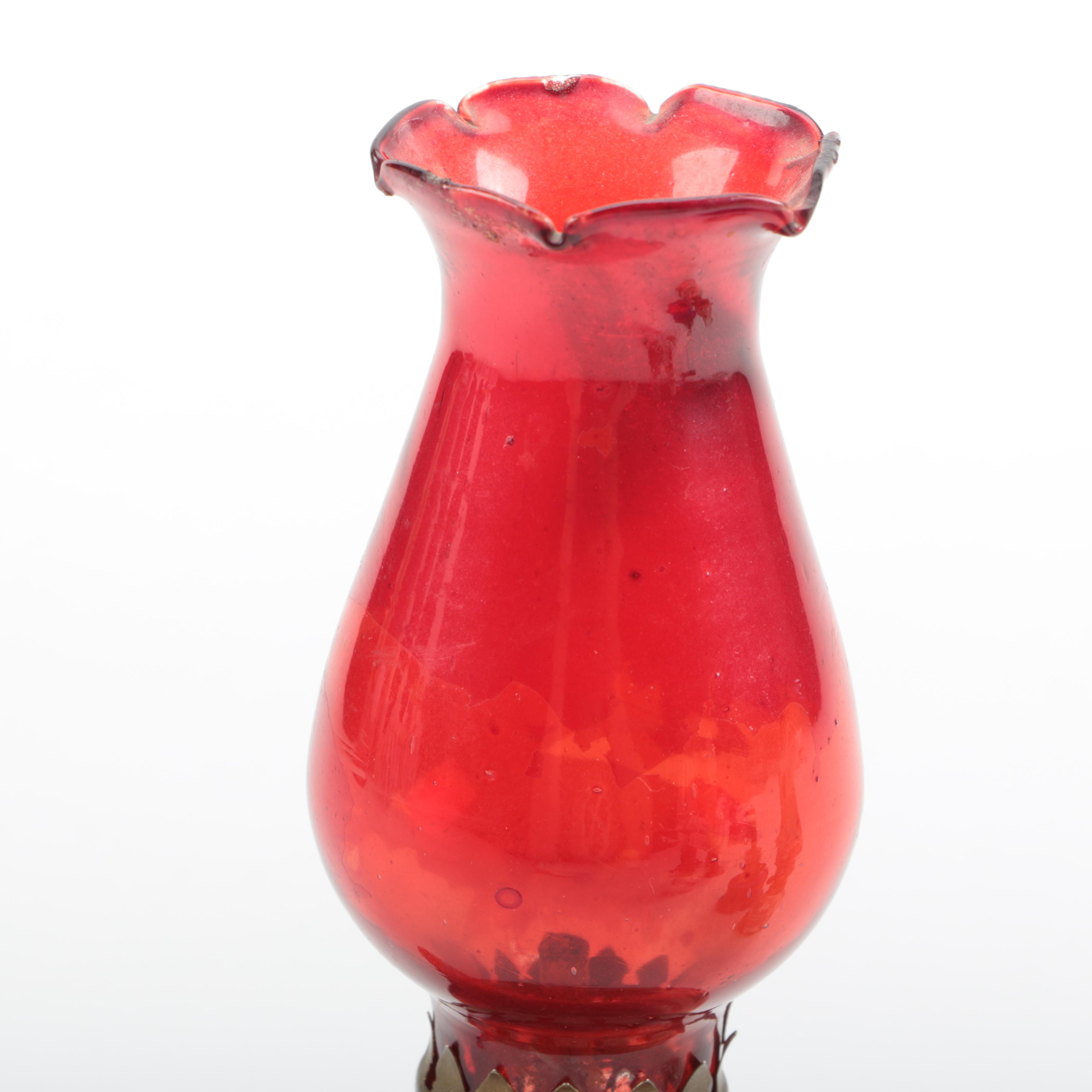Colored Glass and Ceramic Kerosene Lamps and Bases
