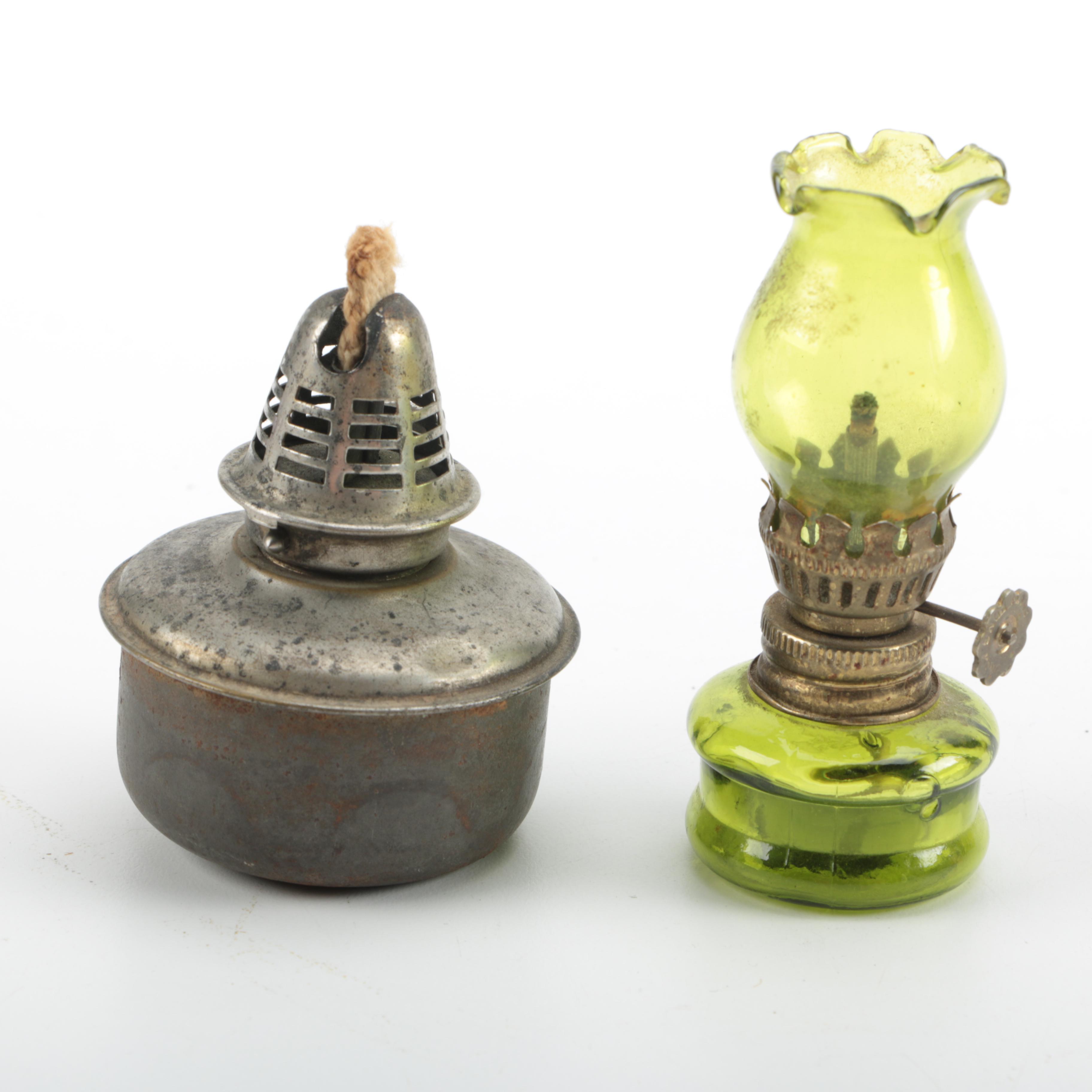 Colored Glass and Ceramic Kerosene Lamps and Bases
