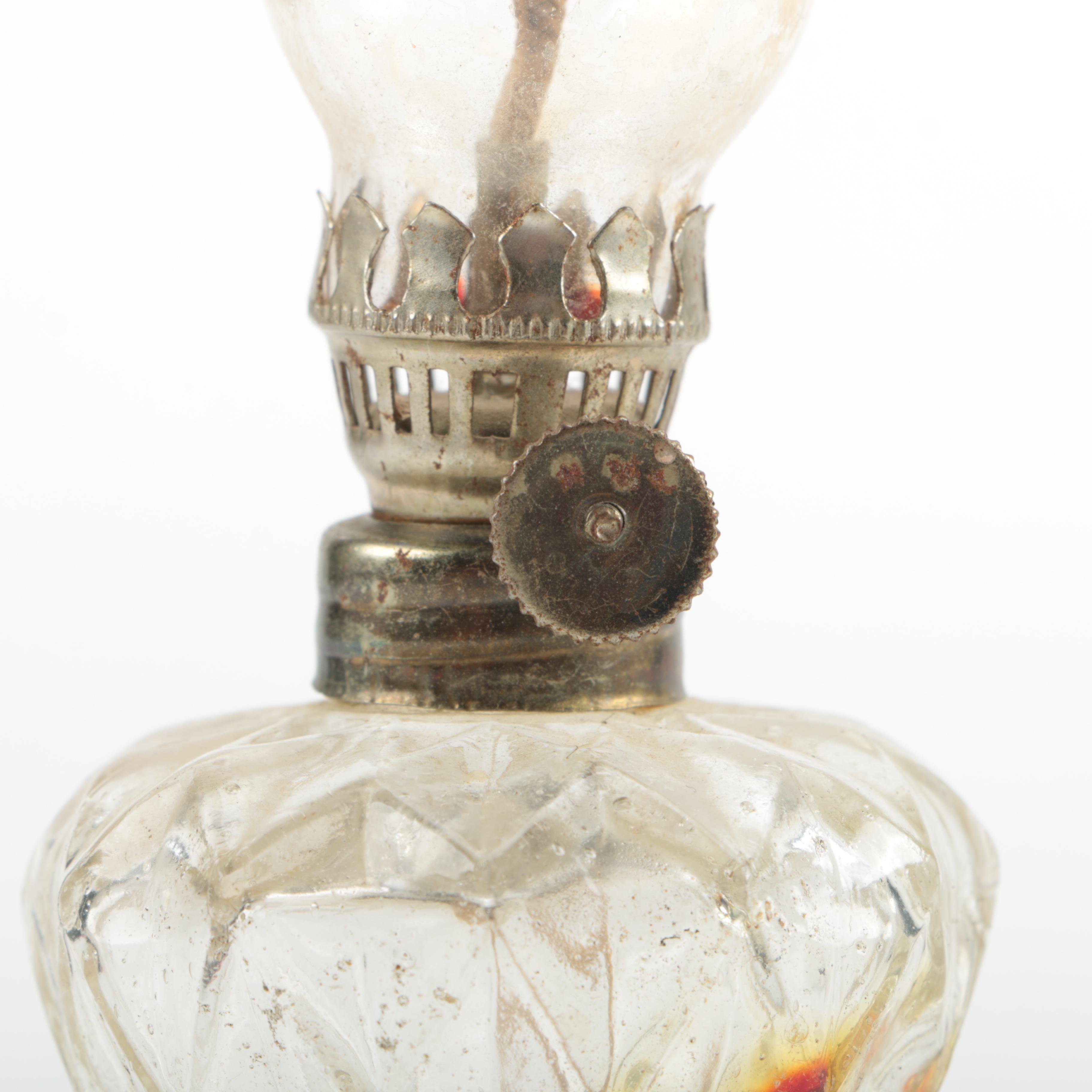 Colored Glass and Ceramic Kerosene Lamps and Bases