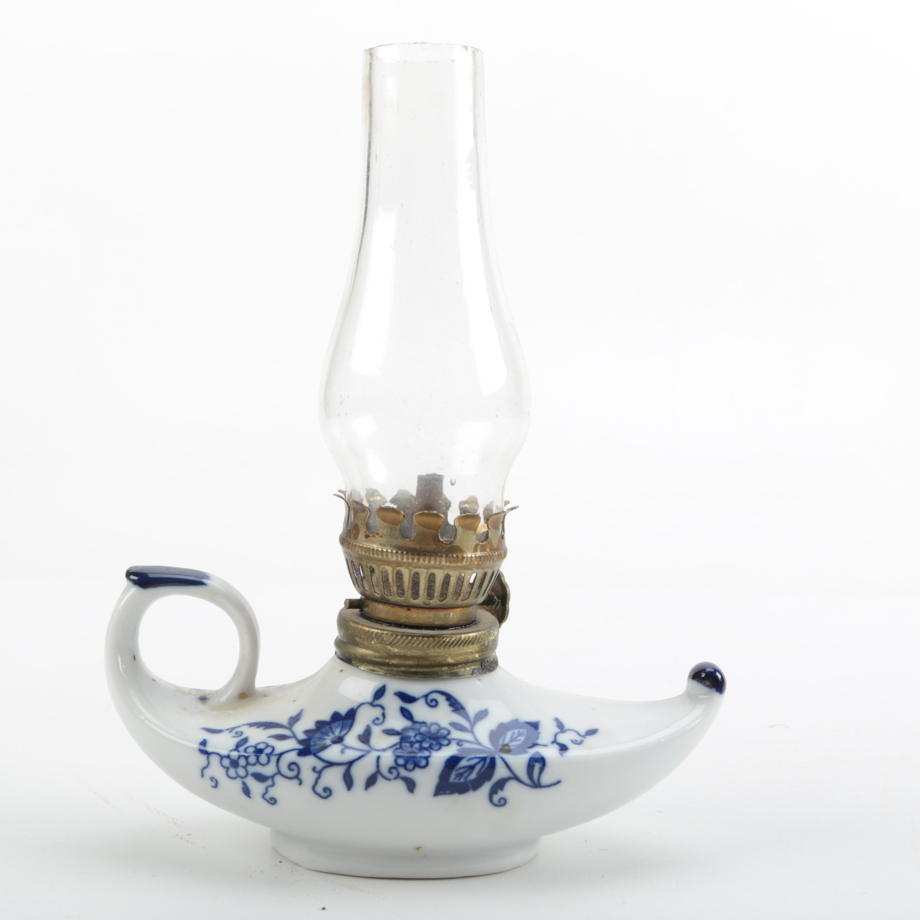 Colored Glass and Ceramic Kerosene Lamps and Bases