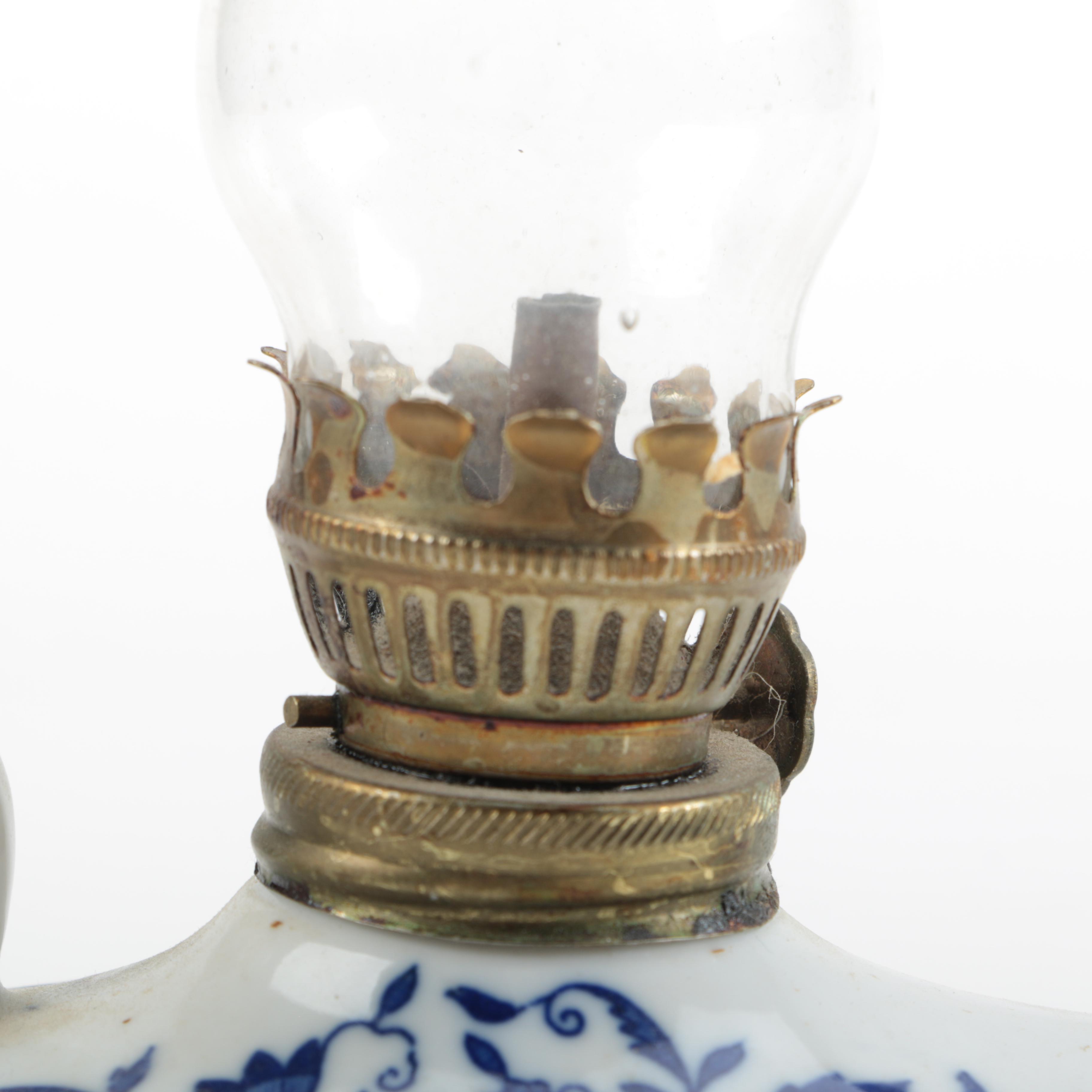 Colored Glass and Ceramic Kerosene Lamps and Bases