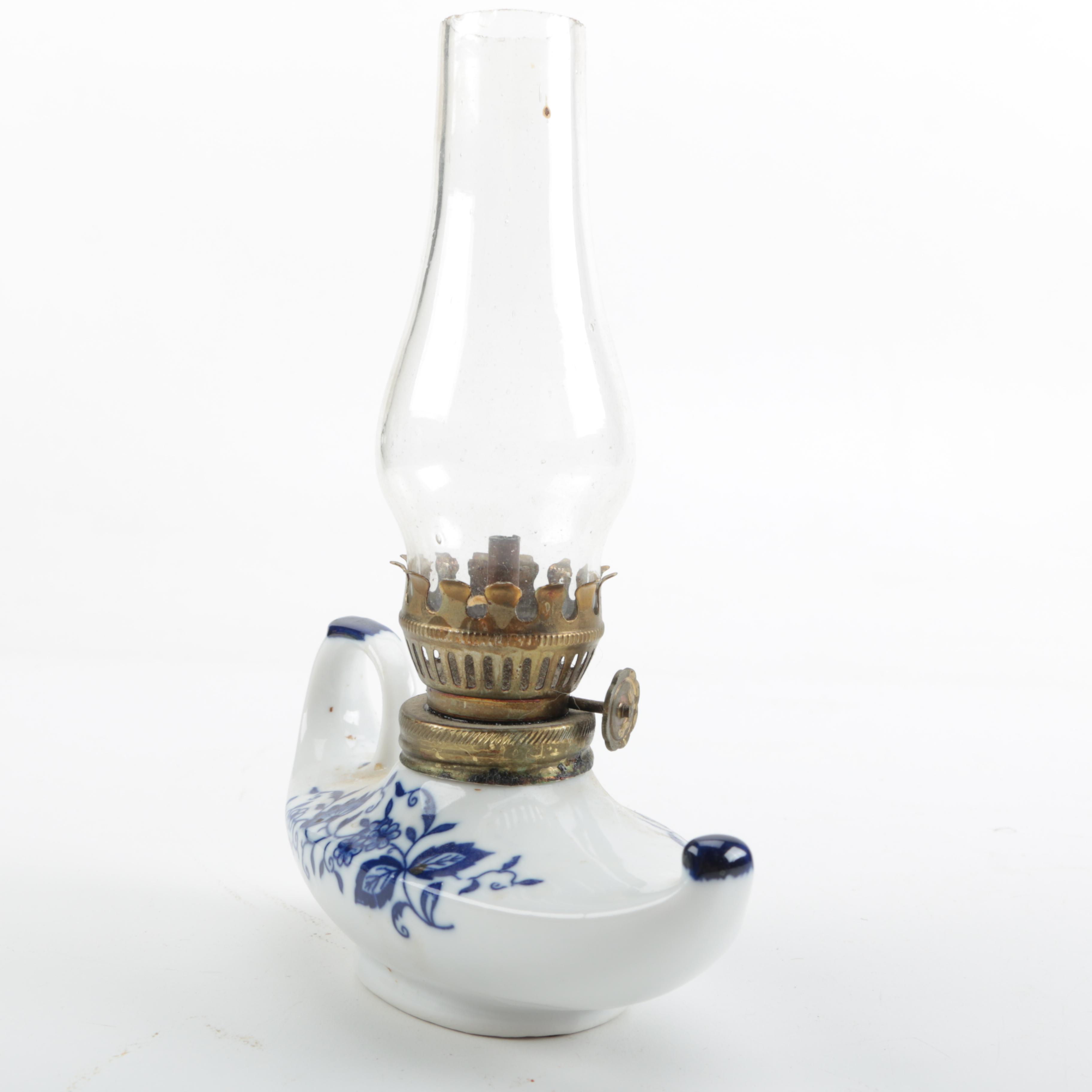 Colored Glass and Ceramic Kerosene Lamps and Bases