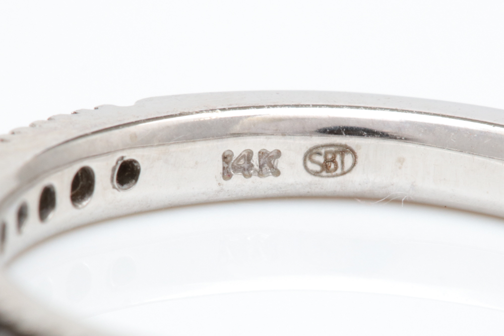 14K White Gold and Black Diamond Wedding Band