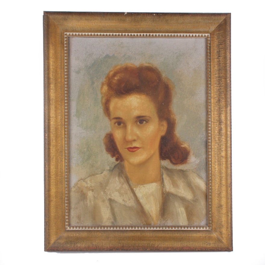 Vintage Oil Portrait Painting