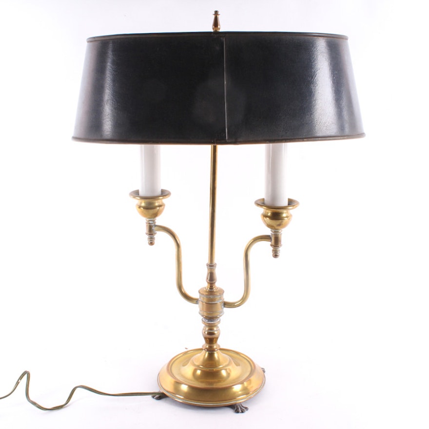 Vintage Brass Bouillotte Style Candelabra Table Lamp